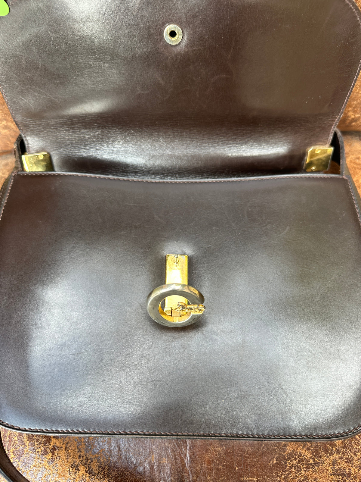 Sac en cuir marron Céline Horse Carriage / Sulky Box Vintage des années 1970