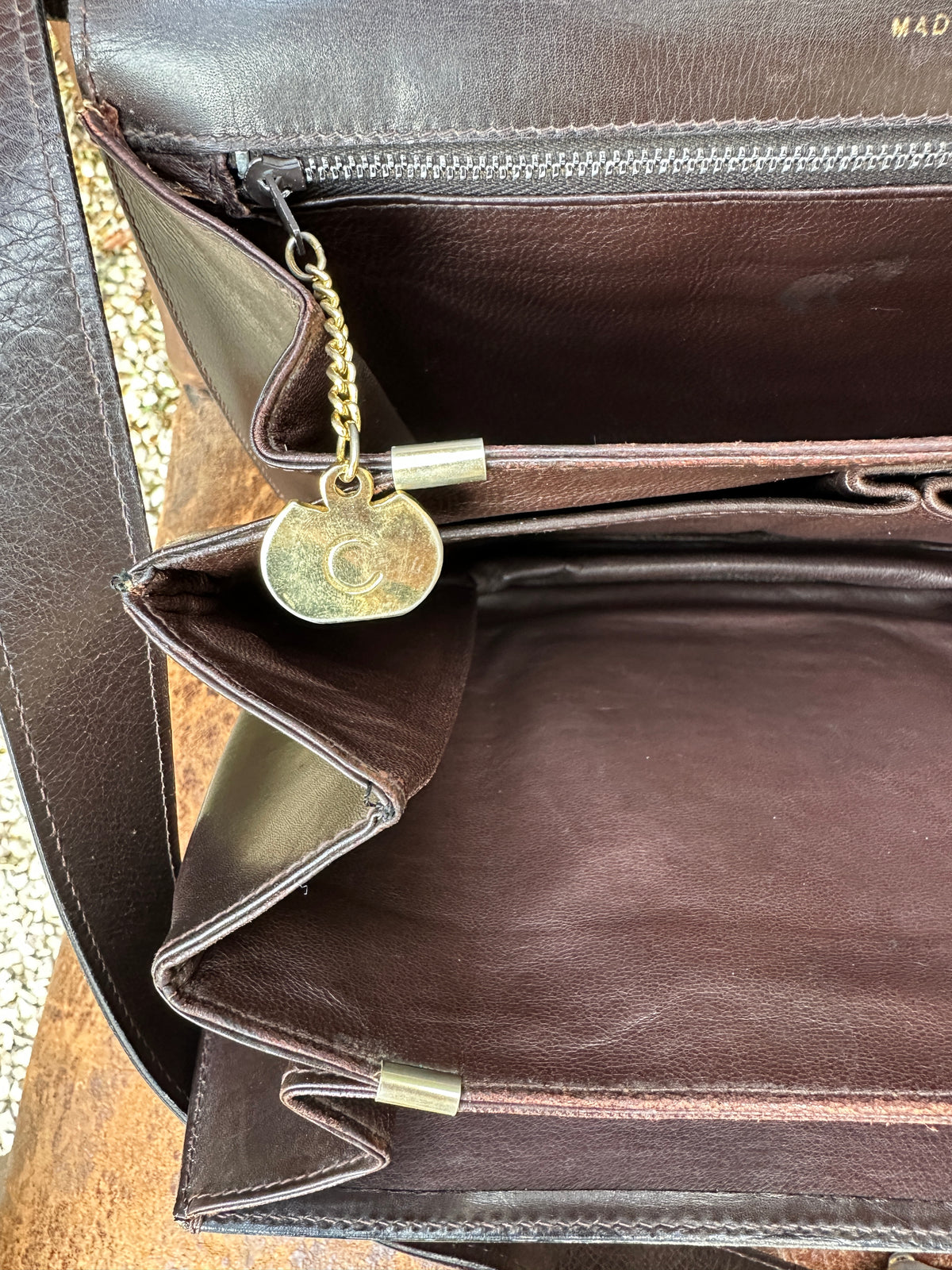 Sac en cuir marron Céline Horse Carriage / Sulky Box Vintage des années 1970