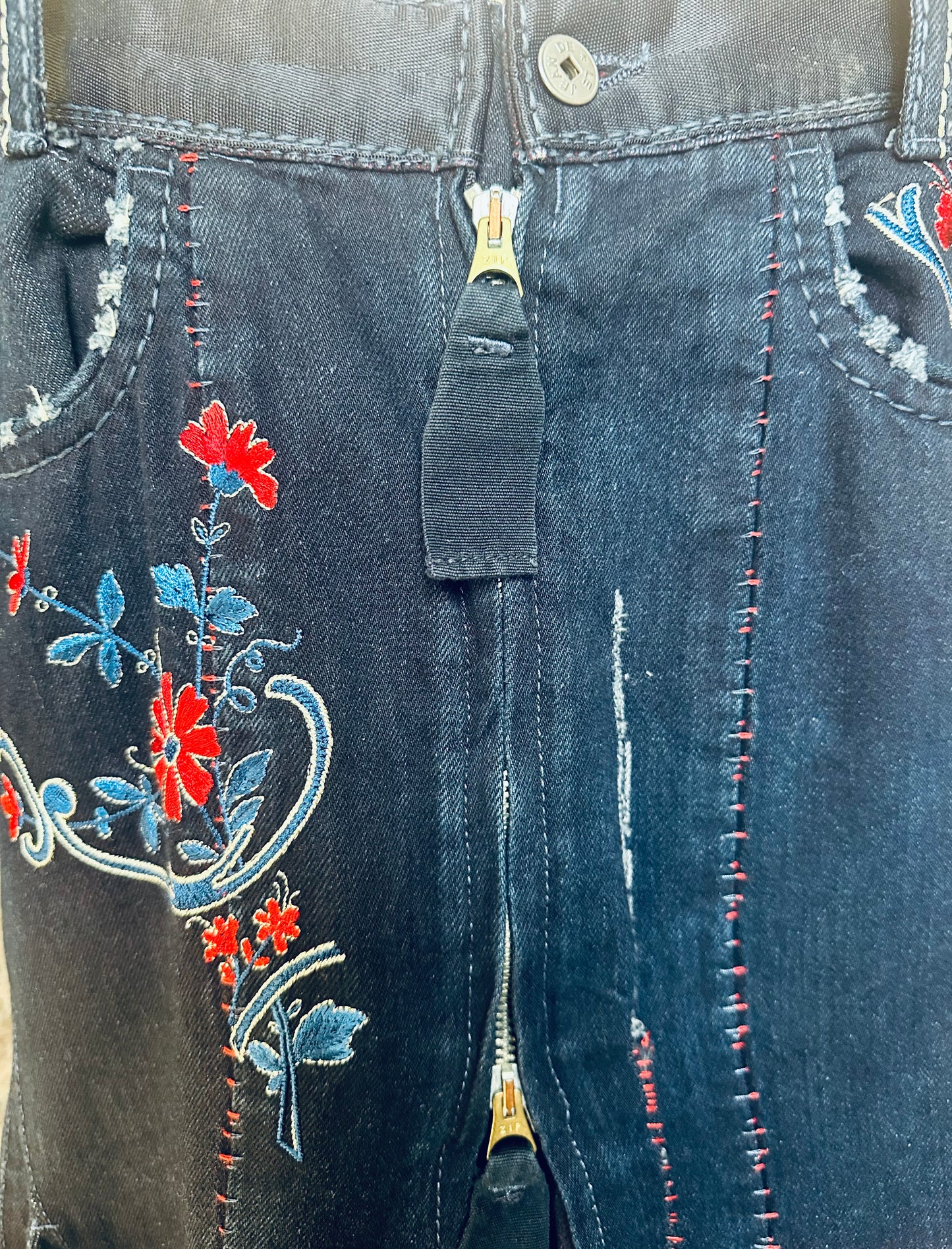 Superbe jupe en denim Marithé + François Girbaud vintage authentique