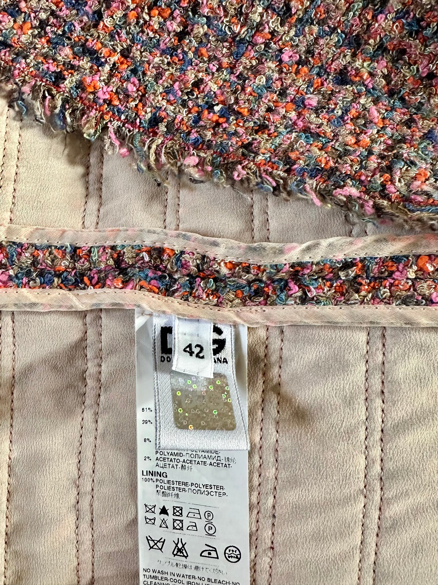Manteau en tweed multicolore à chaîne Dolce & Gabbana