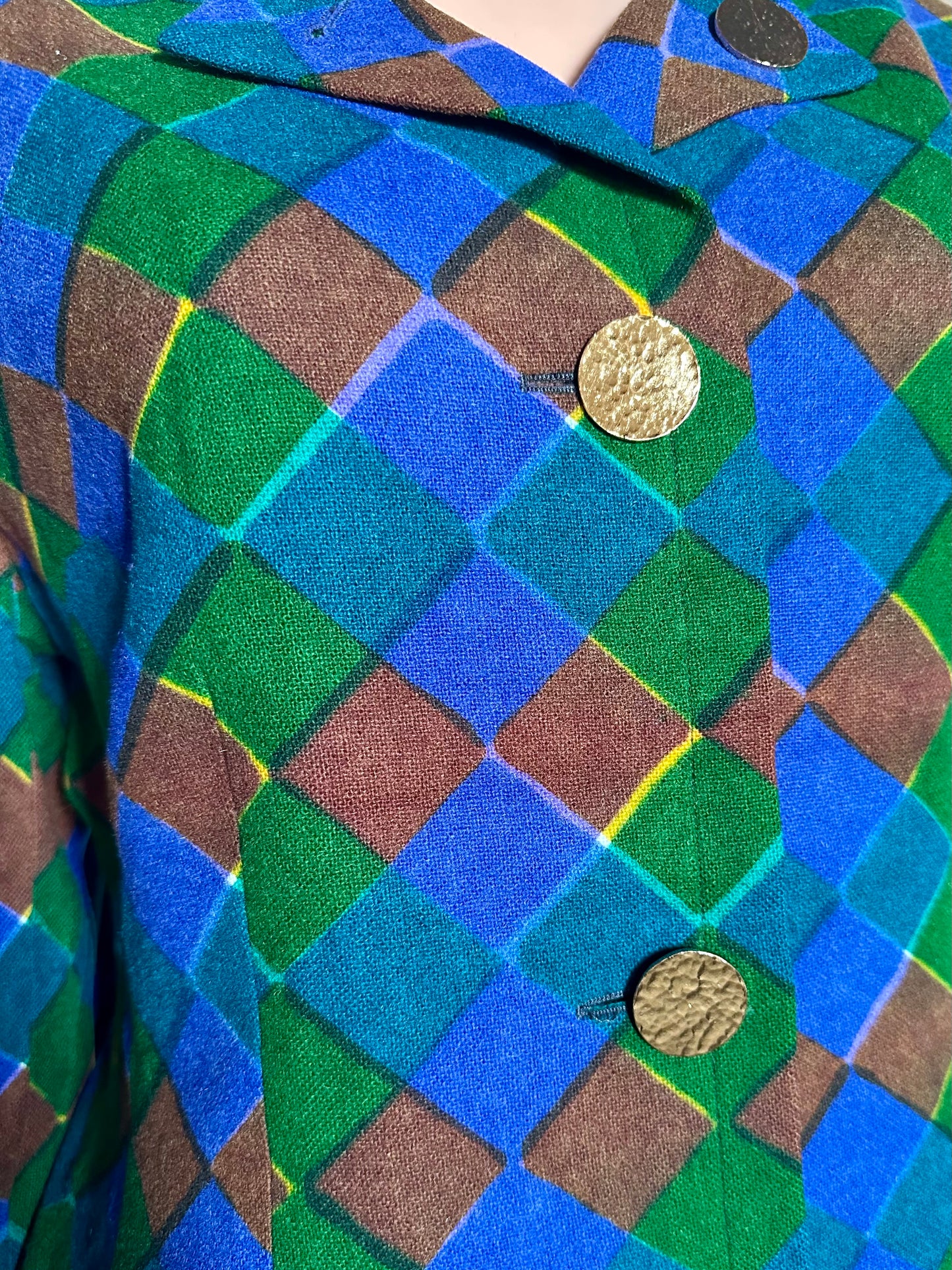 Blazer Givenchy en laine à motif losanges vintage