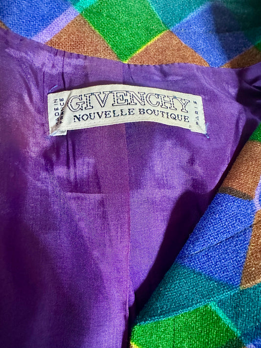 Vintage diamond pattern wool blazer Givenchy