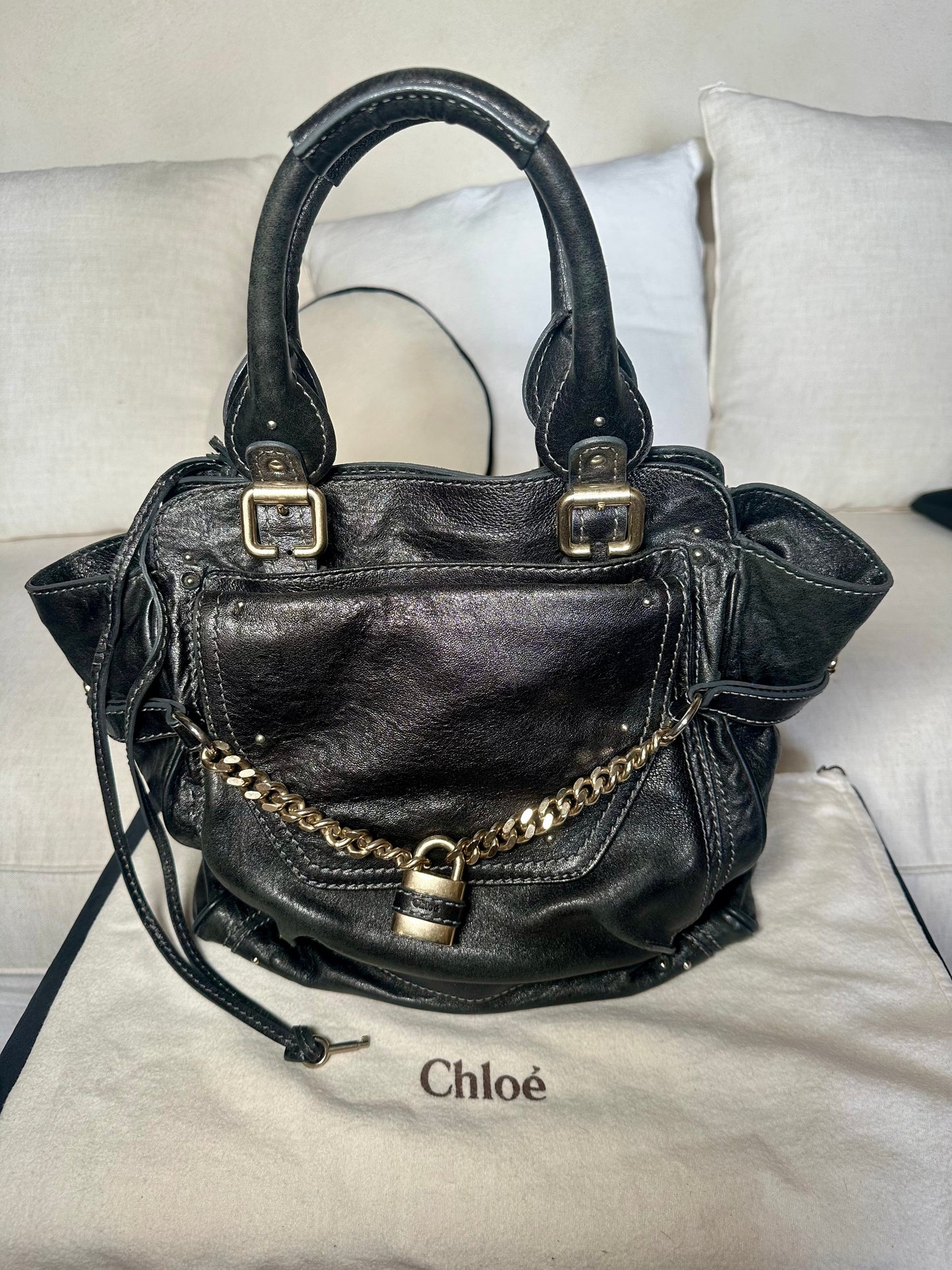 Sac iconique Chloé Paddington grand modèle en cuir noir authentique