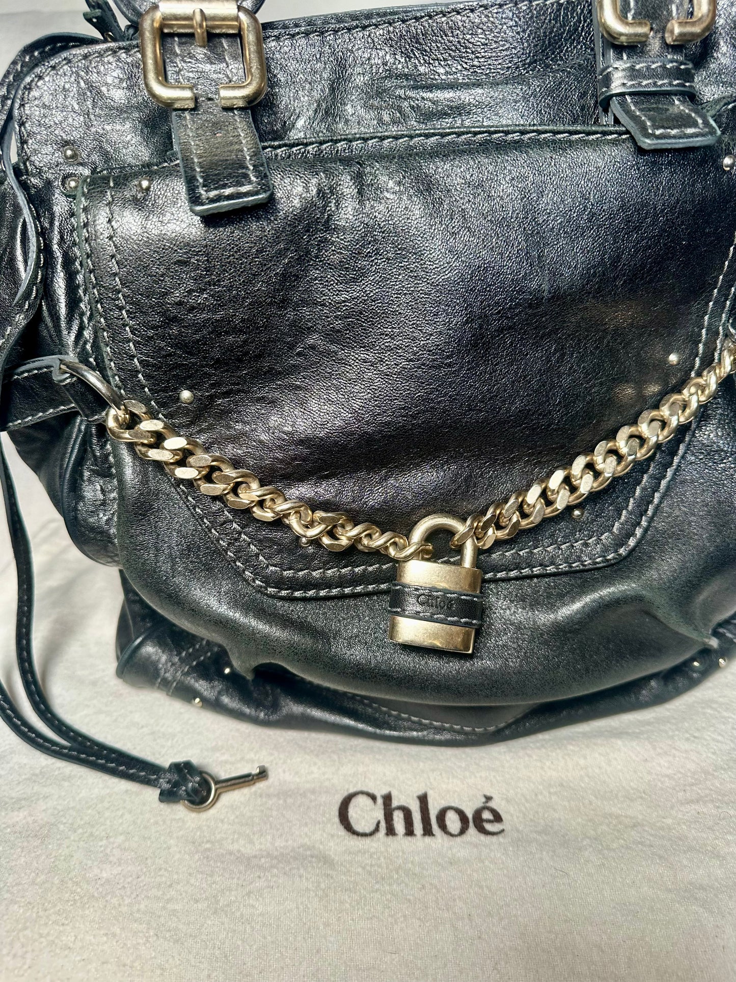 Sac iconique Chloé Paddington grand modèle en cuir noir authentique