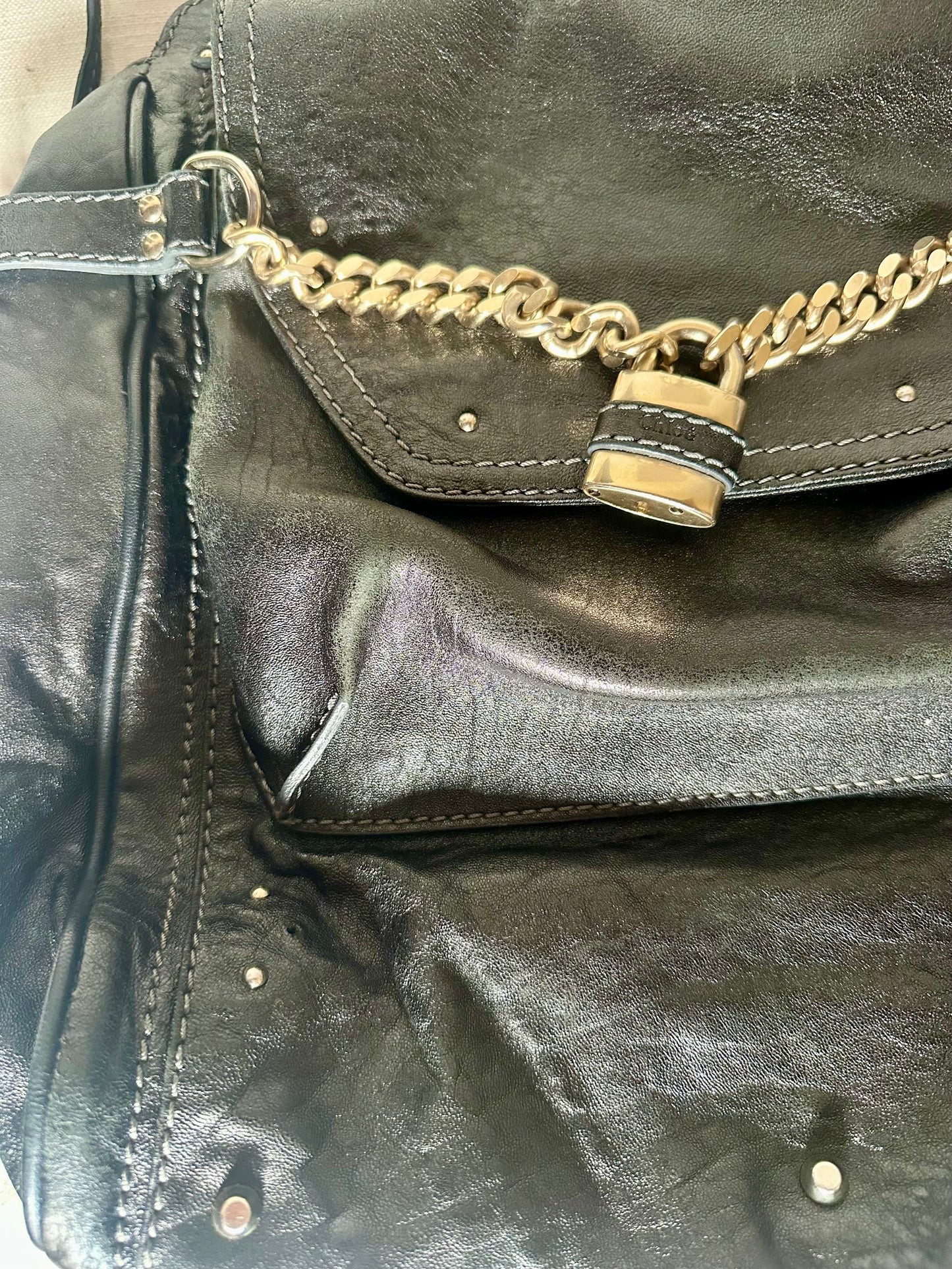 Sac iconique Chloé Paddington grand modèle en cuir noir authentique