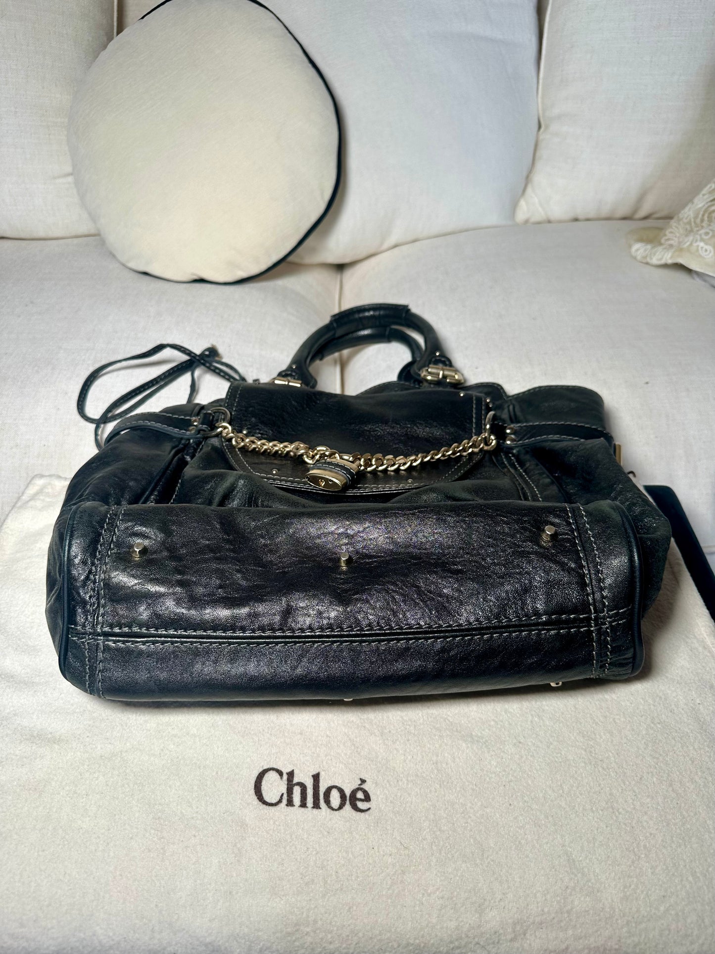 Sac iconique Chloé Paddington grand modèle en cuir noir authentique