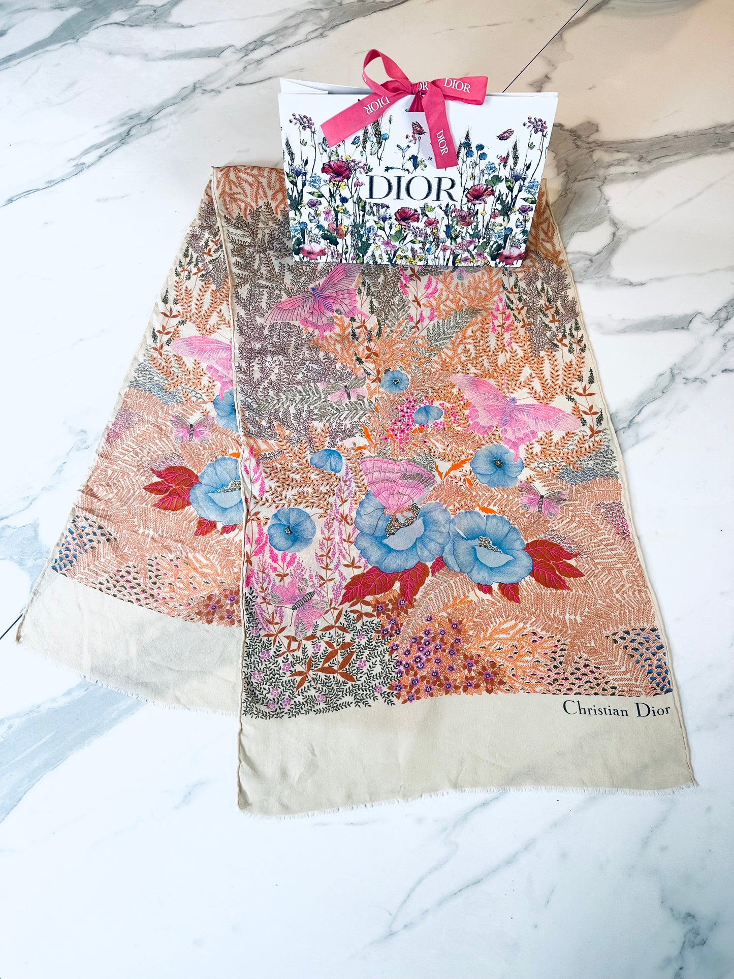 Foulard Christian Dior en soie de crêpe vintage authentique