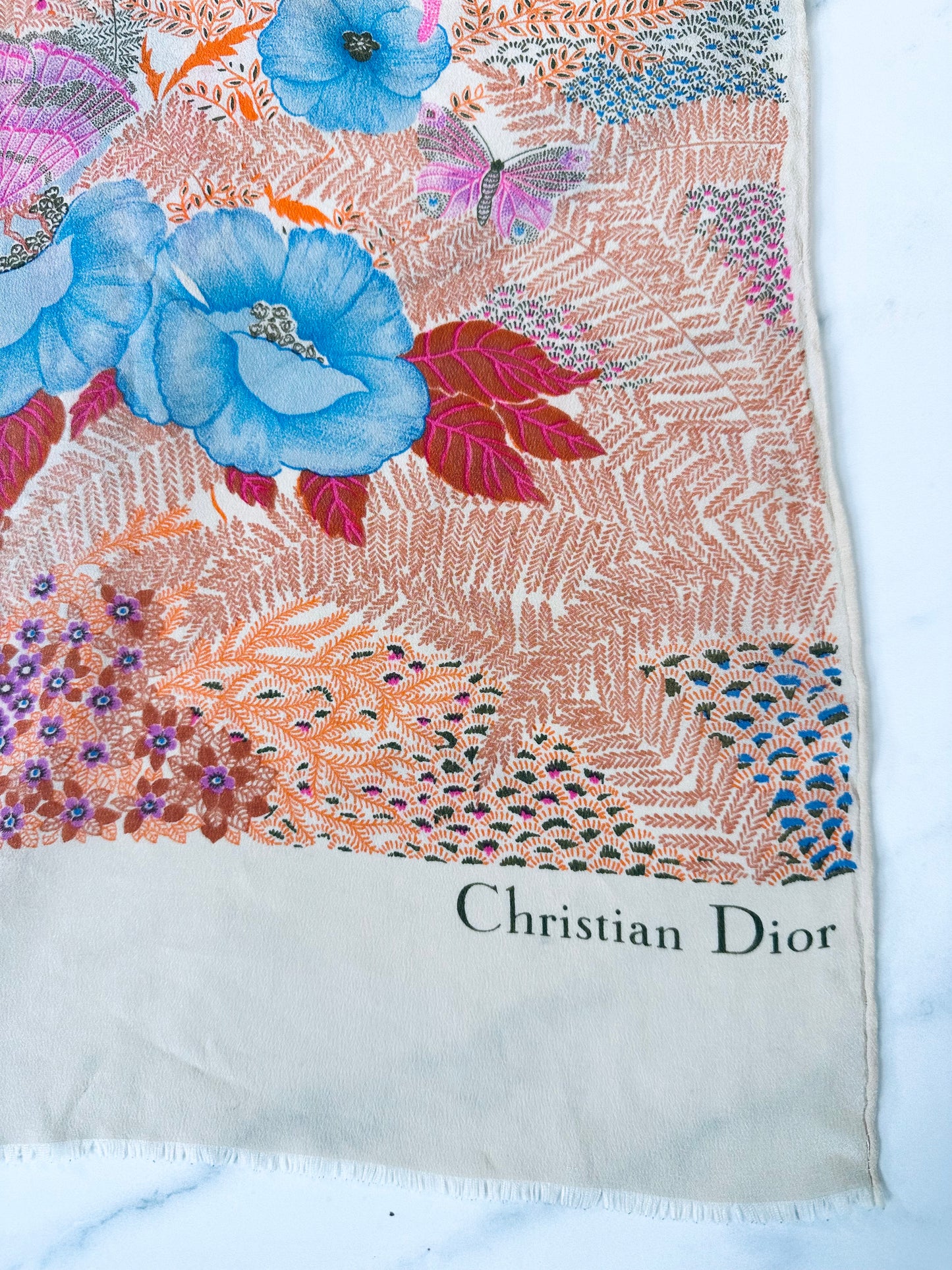 Foulard Christian Dior en soie de crêpe vintage authentique