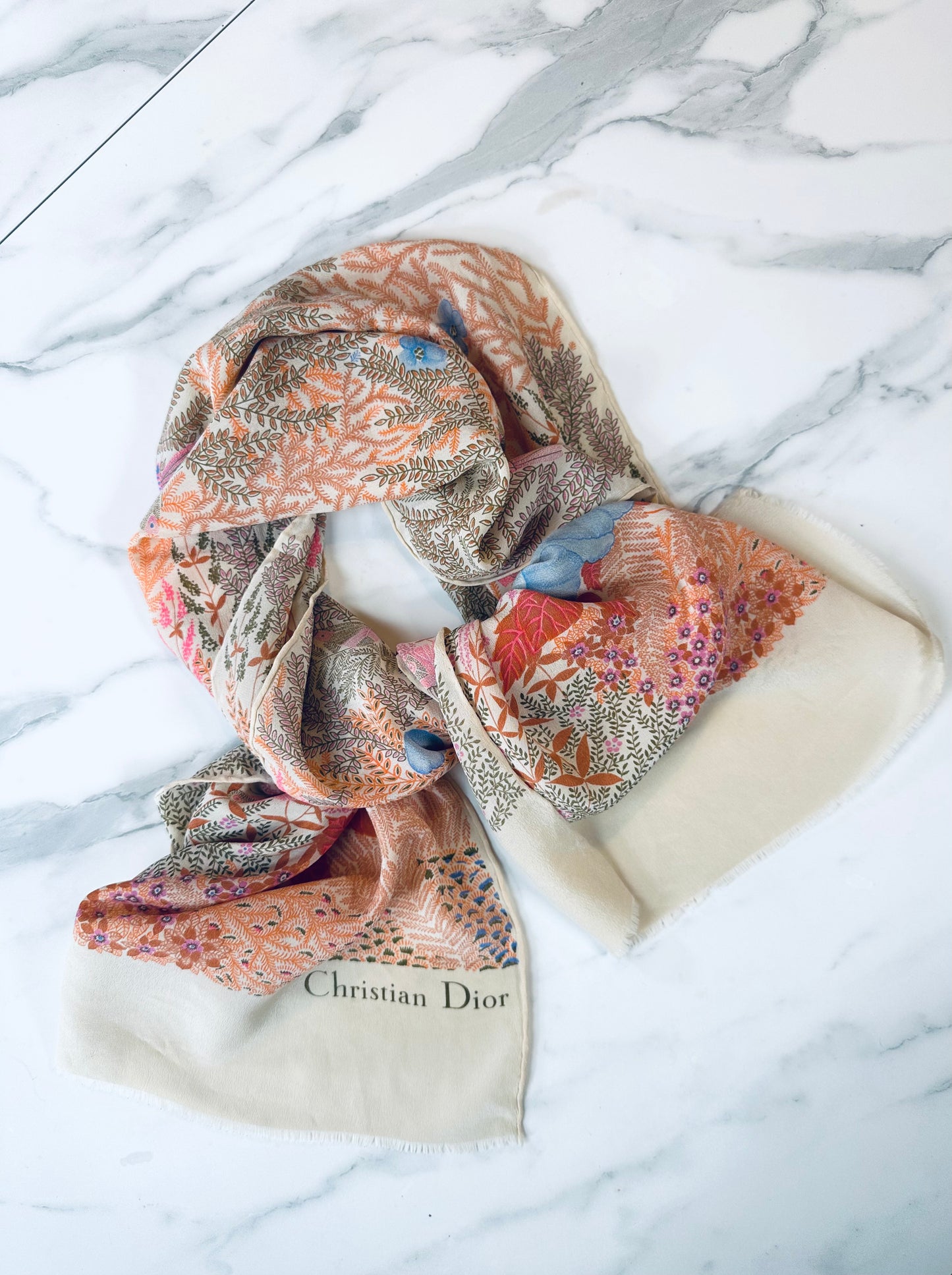 Foulard Christian Dior en soie de crêpe vintage authentique