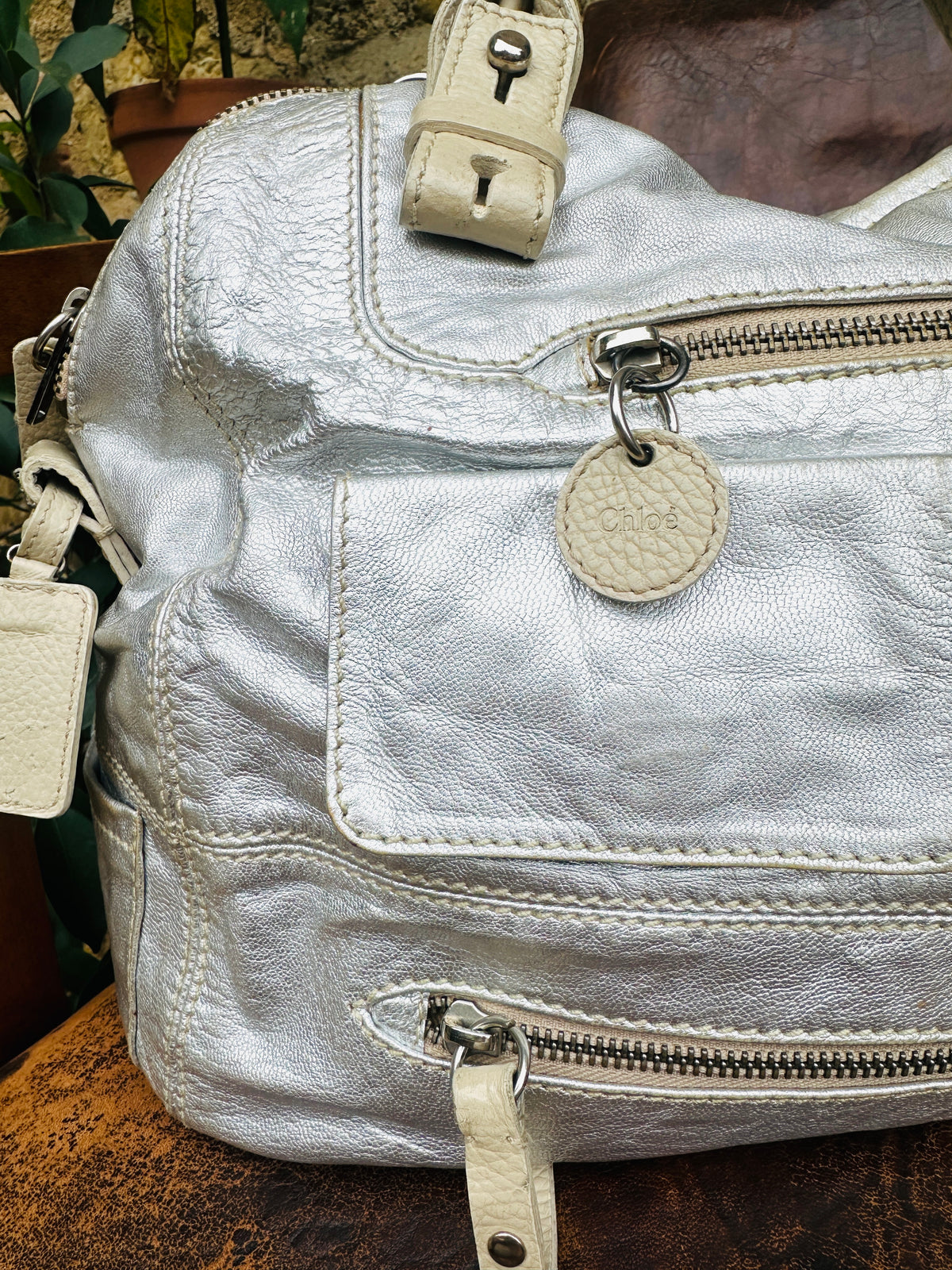 Sac Chloé vintage en cuir argenté époque Phoebe Philo authentique