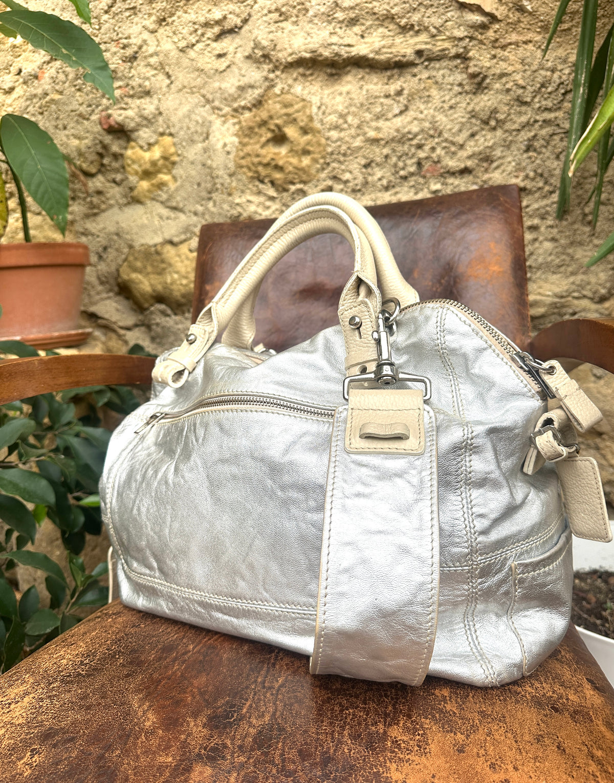 Sac Chloé vintage en cuir argenté époque Phoebe Philo authentique