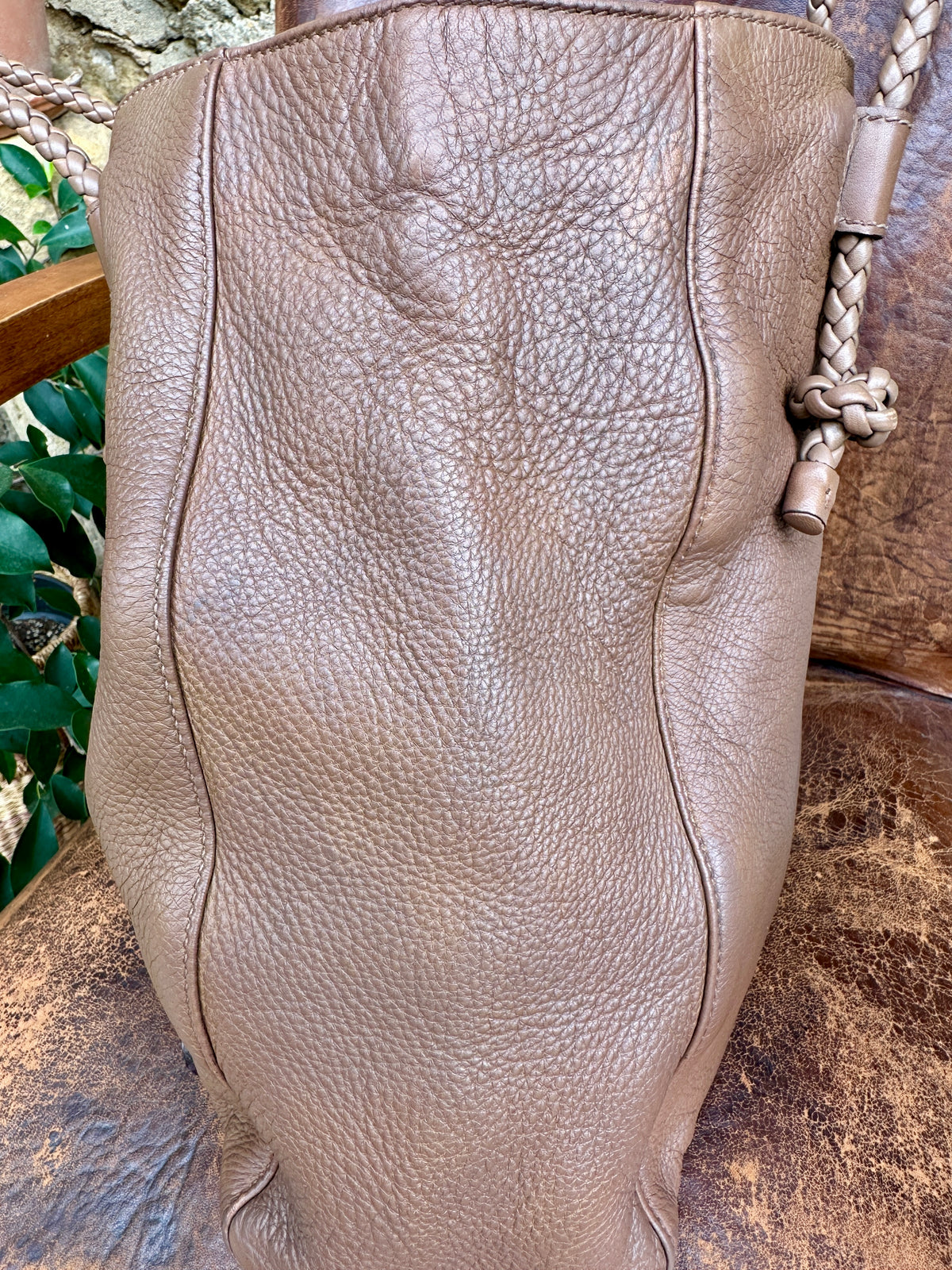 Sac cabas Gucci vintage en cuir d'agneau marron taupe authentique