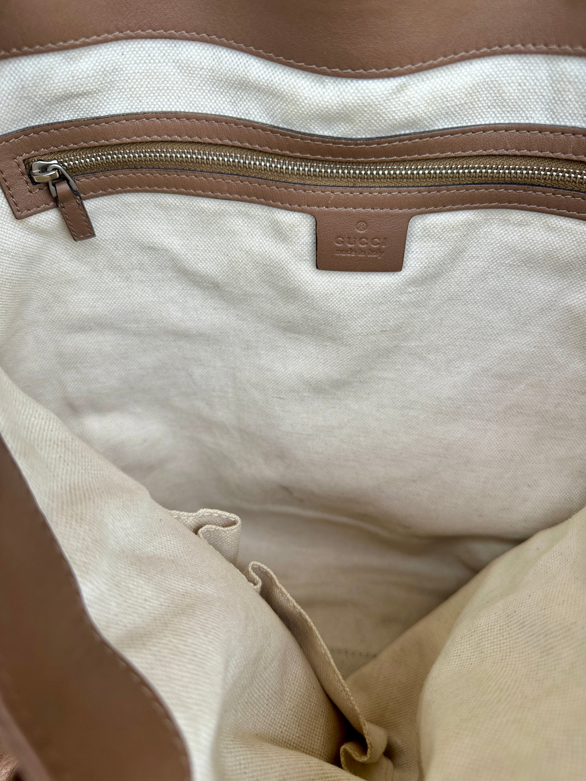 Sac cabas Gucci vintage en cuir d'agneau marron taupe authentique