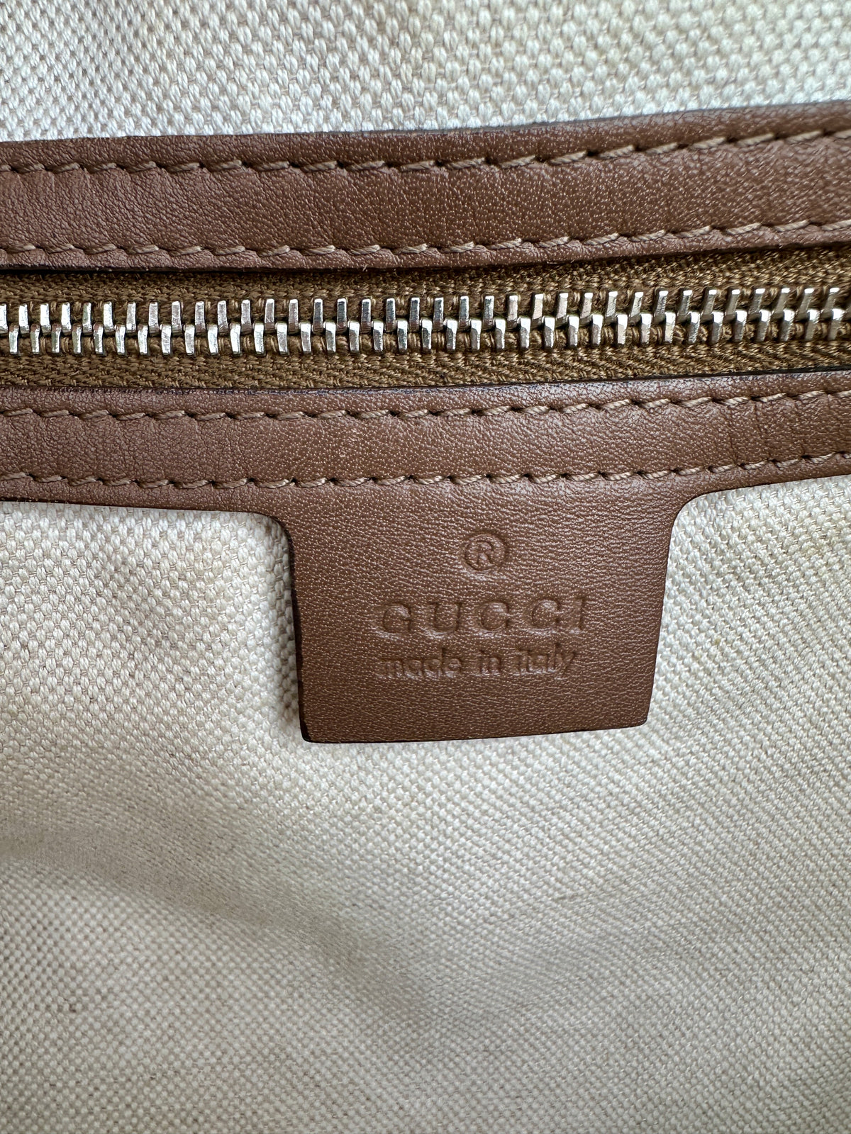 Sac cabas Gucci vintage en cuir d'agneau marron taupe authentique