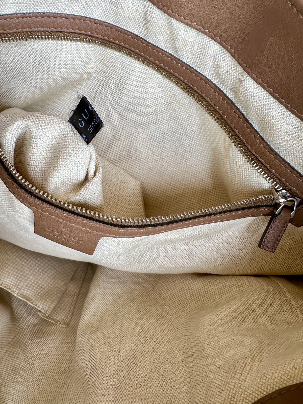 Sac cabas Gucci vintage en cuir d'agneau marron taupe authentique