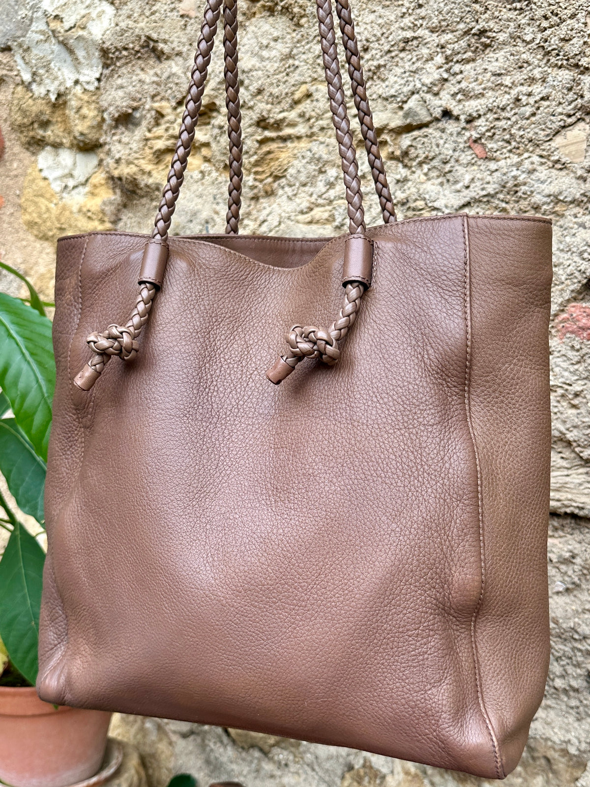 Sac cabas Gucci vintage en cuir d'agneau marron taupe authentique