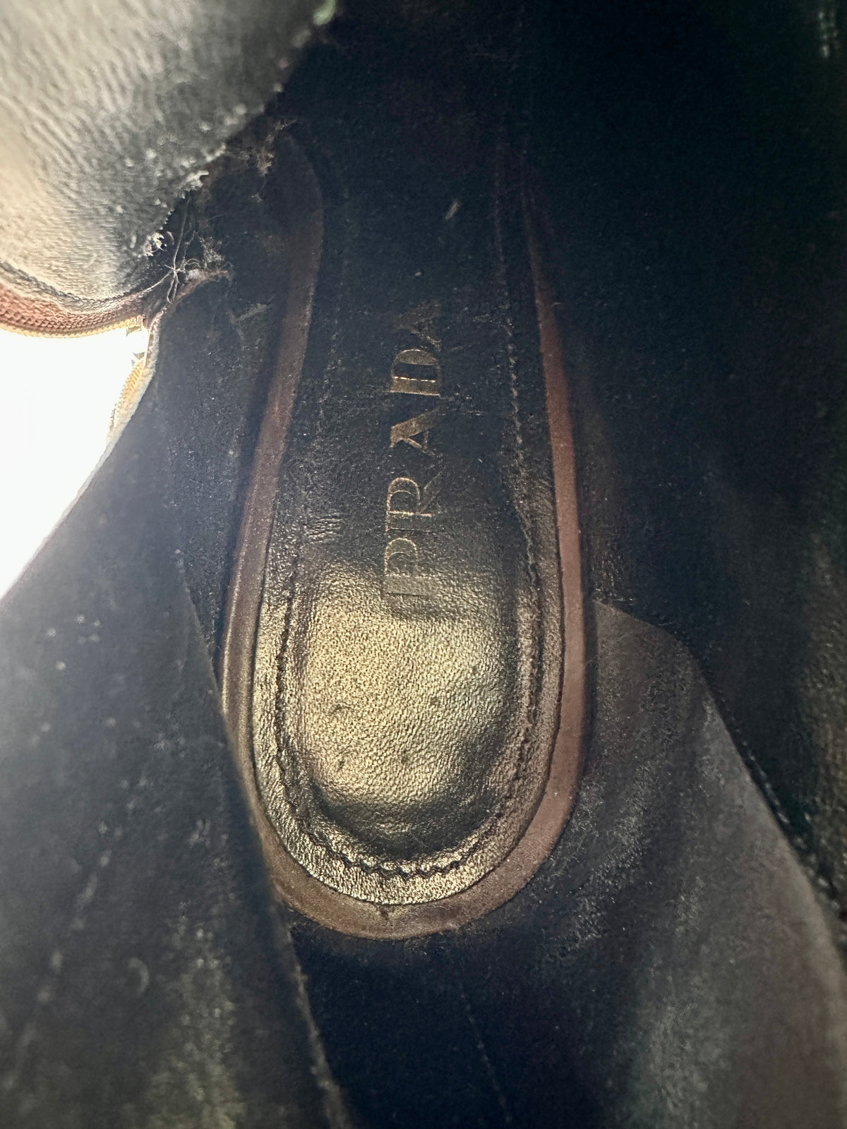 Brown Leather Heeled Ankle Boots Prada with Authentic Box and Pouch