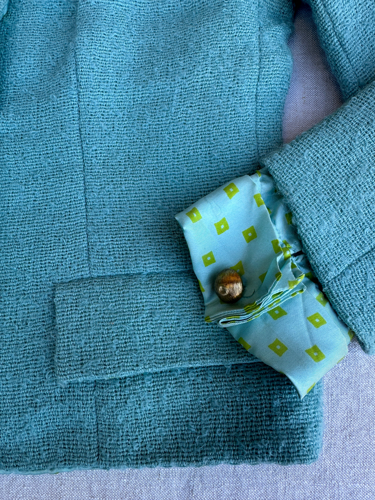 Madeleine de Rauch Vintage Authentic Turquoise Tweed Blazer
