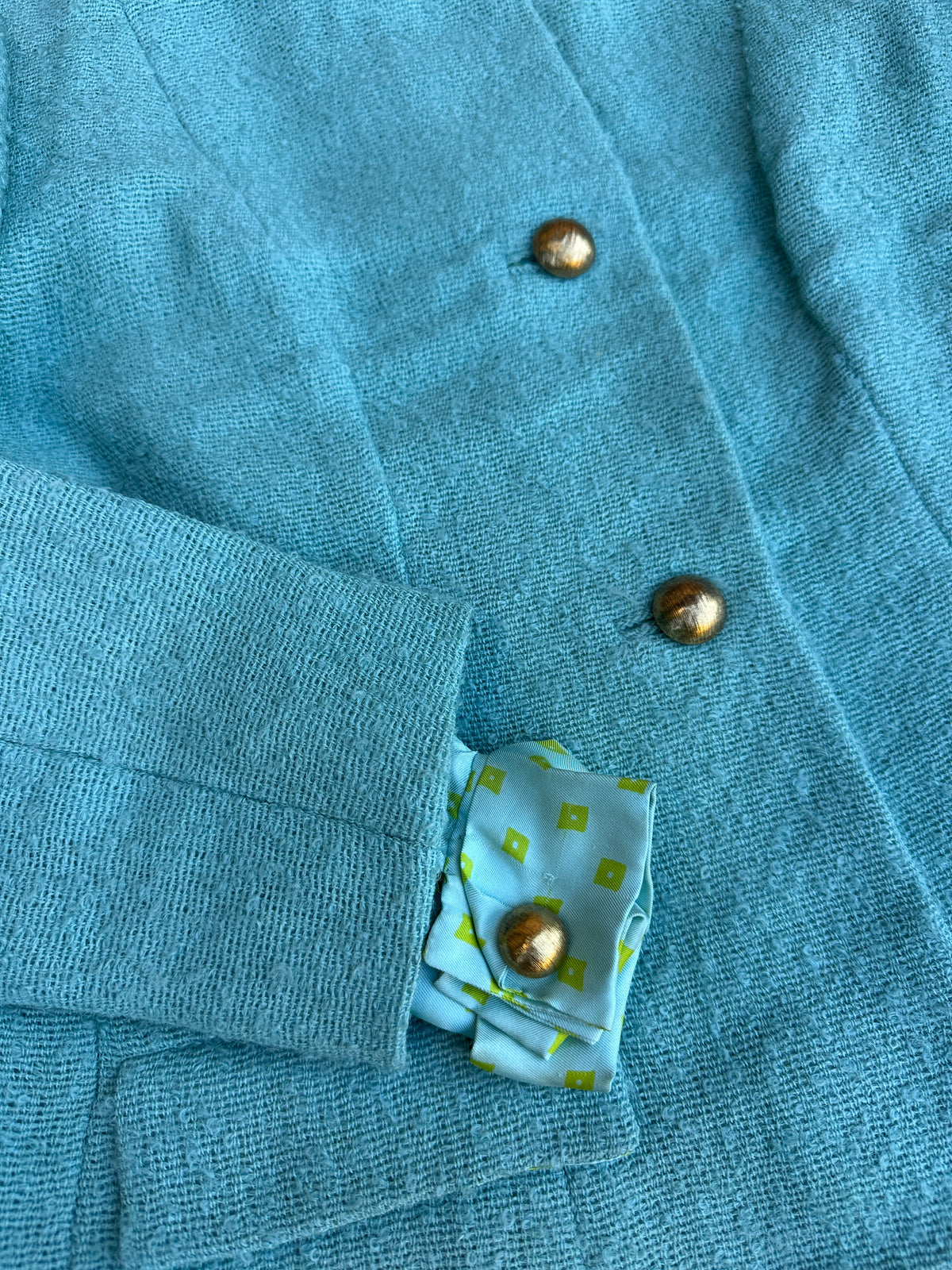 Madeleine de Rauch Vintage Authentic Turquoise Tweed Blazer