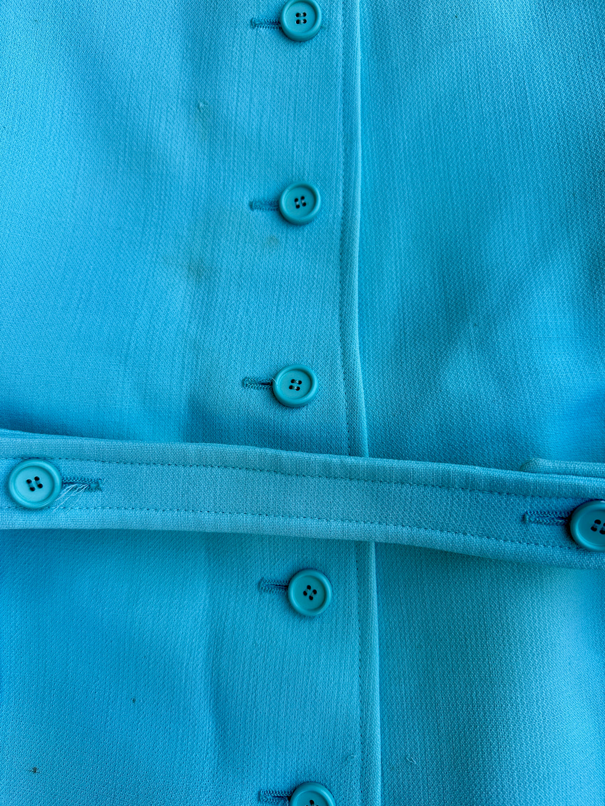 Manteau Courrèges en laine turquoise vintage authentique