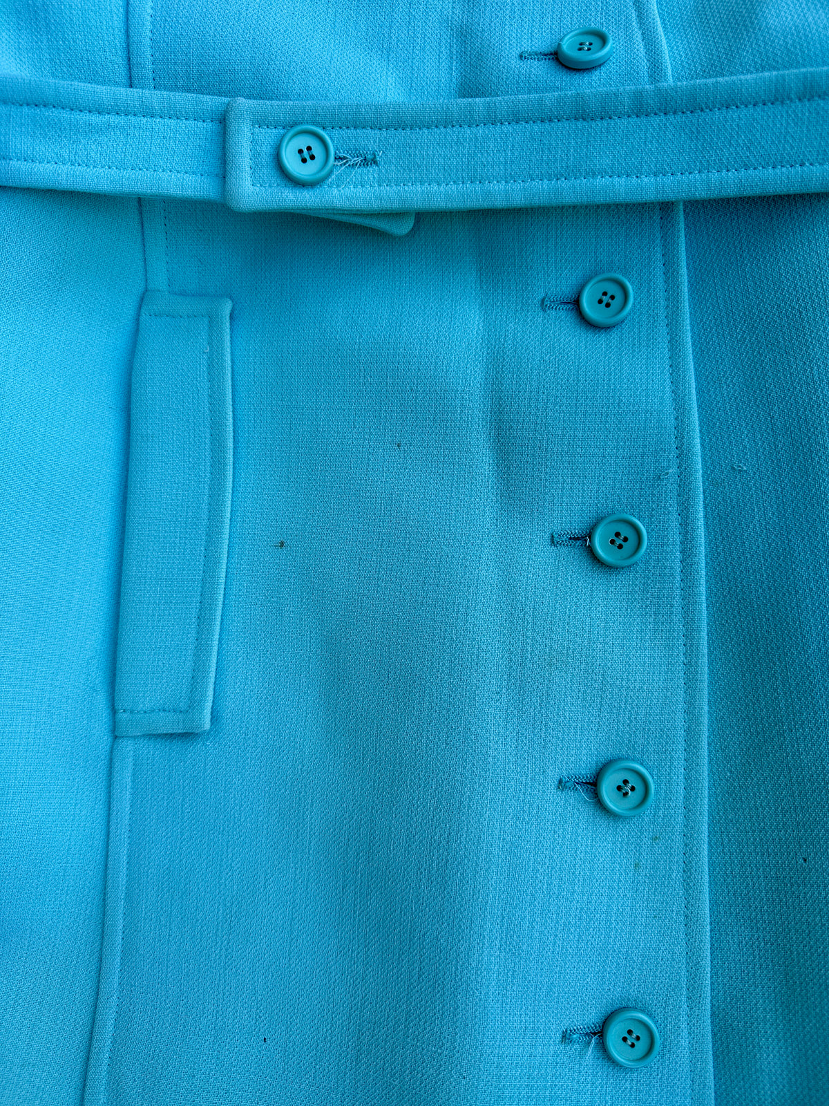Manteau Courrèges en laine turquoise vintage authentique