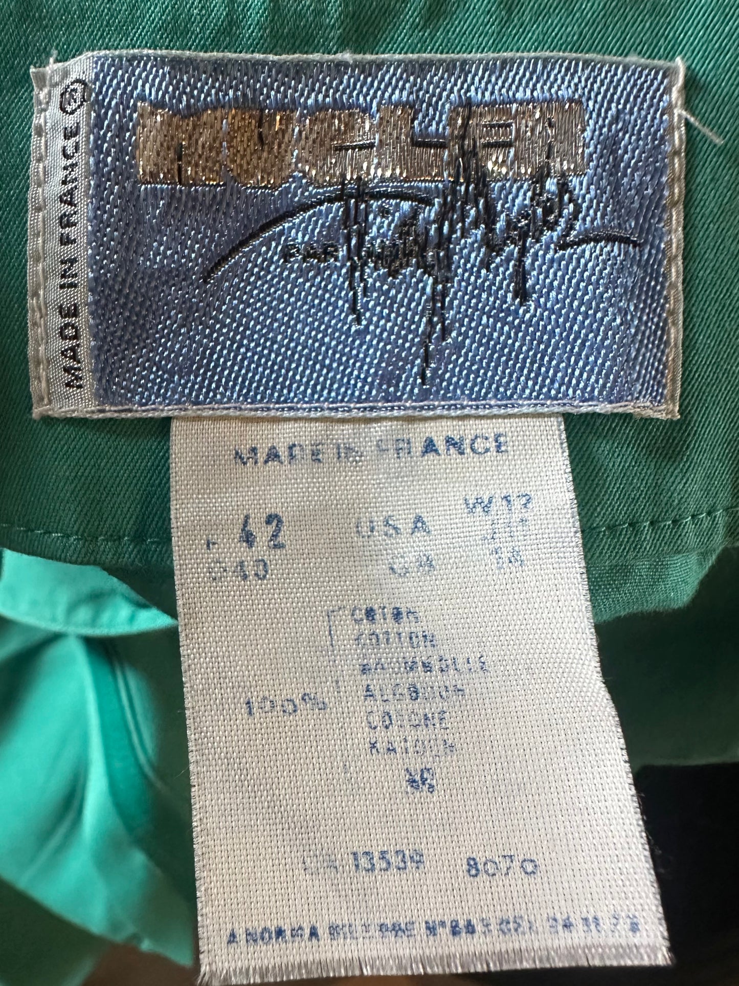 Combinaison en coton vert Mugler vintage