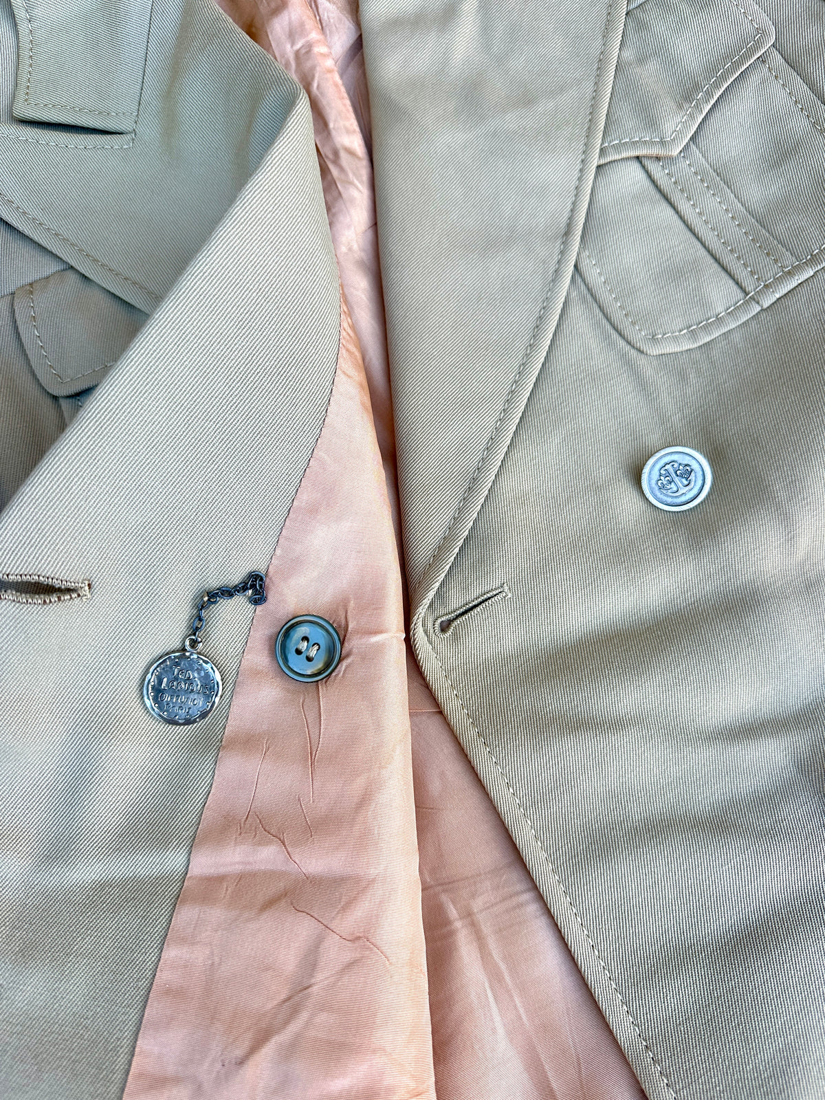 Blazer safari Ted Lapidus en laine beige vintage authentique circa 70s