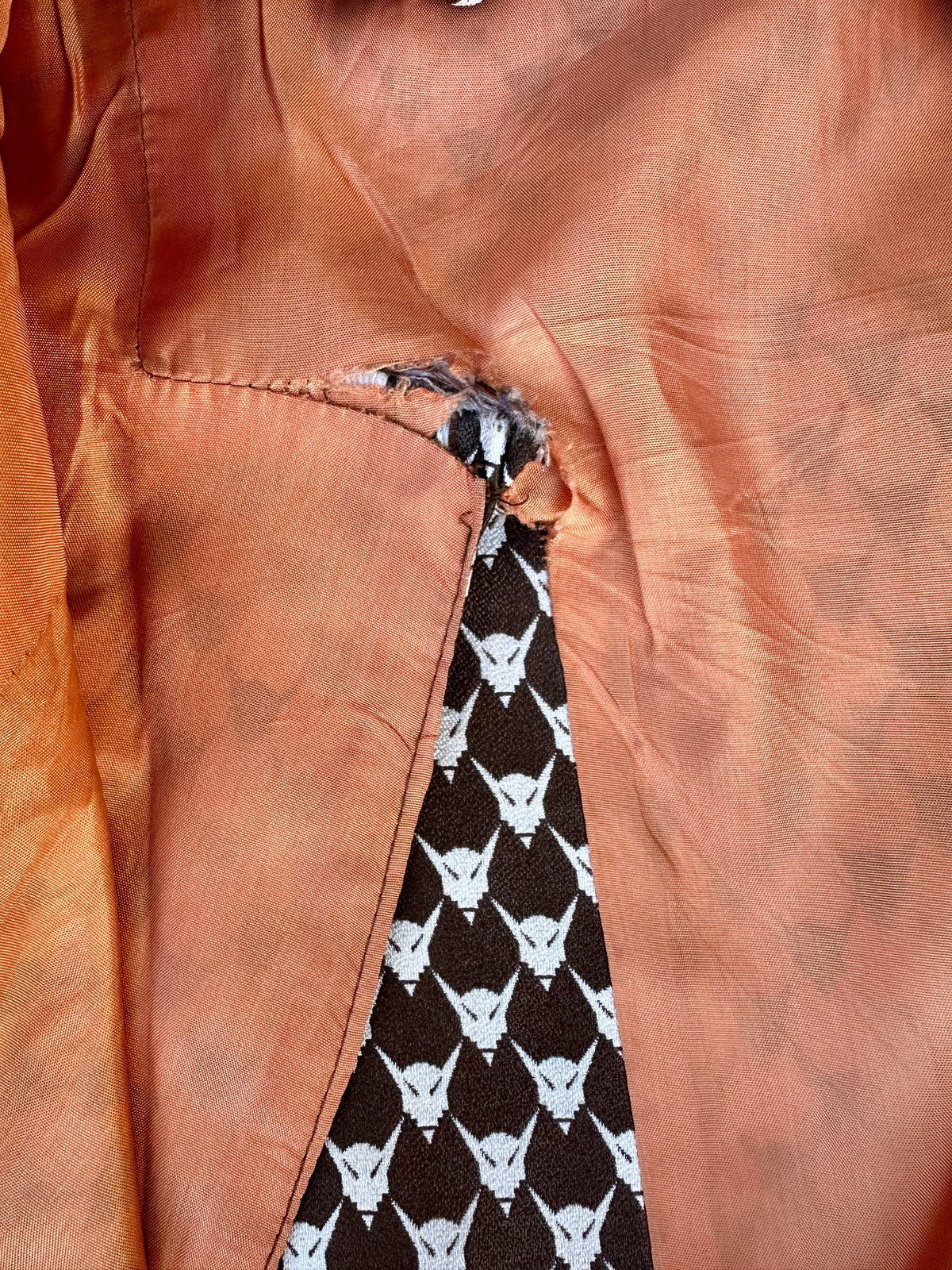 Trench Jacques Heim en viscose marron et blanc vintage authentique circa 70s