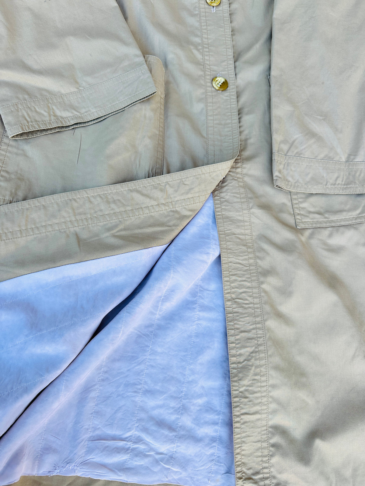 Trench Emanuel Ungaro en coton beige vintage authentique circa 70s