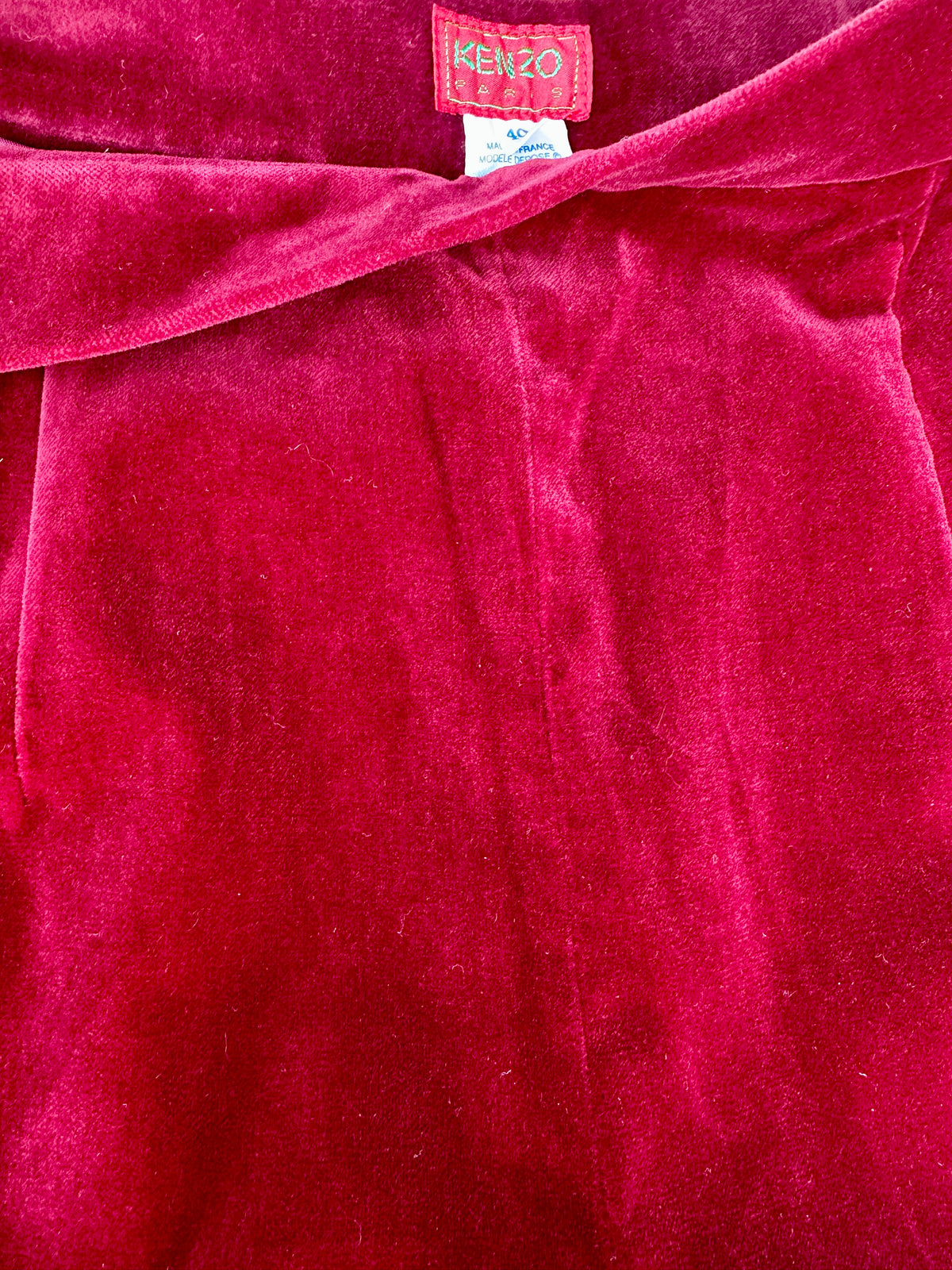 Pantalon Kenzo en velours bordeaux vintage authentique