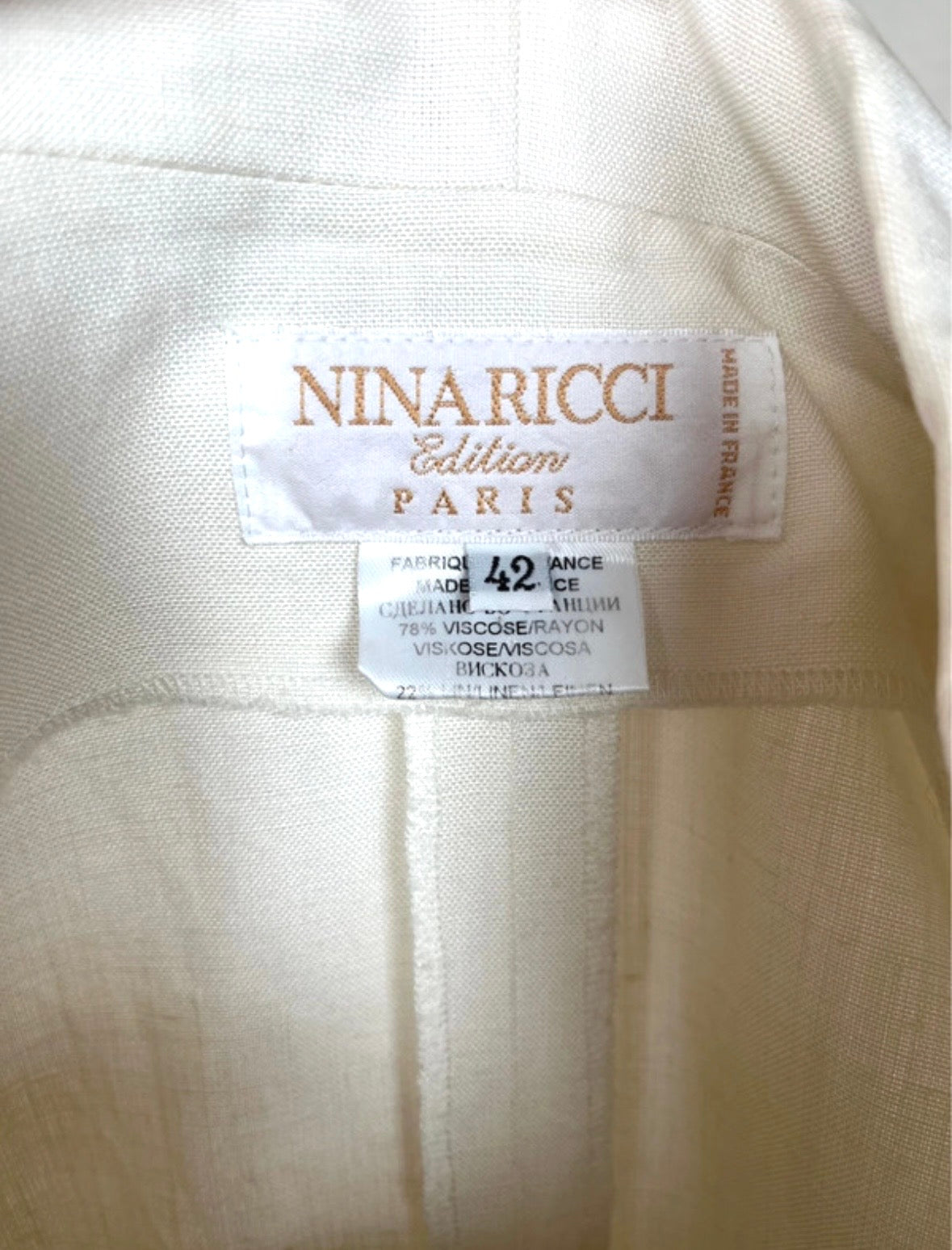 Robe d'été en lin sans manches Nina Ricci vintage