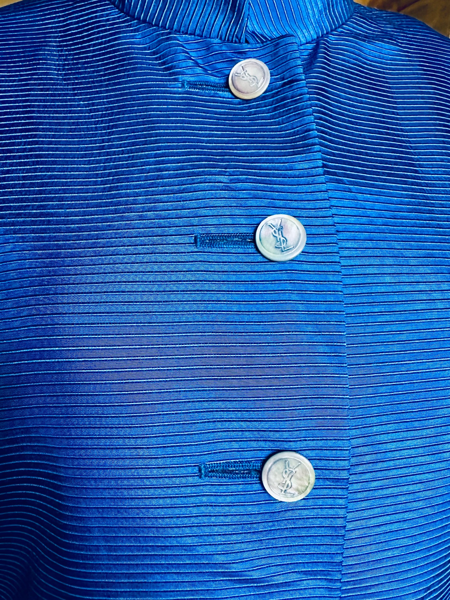 Blazer bleu et fuchsia Yves Saint Laurent vintage authentique