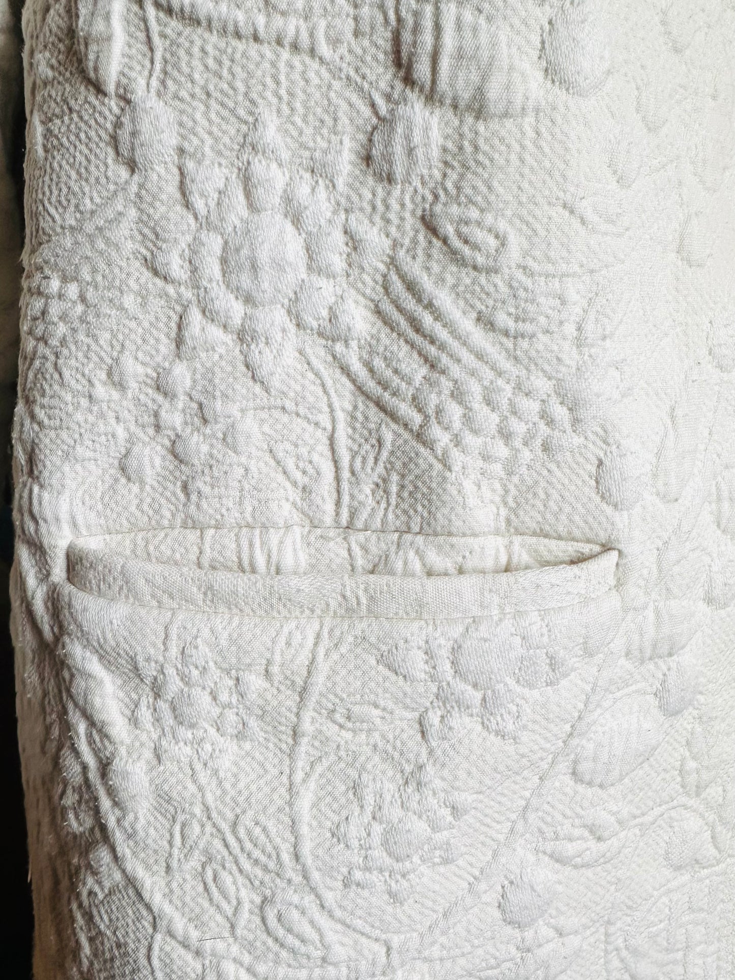 Kimono - veste en coton blanc texturé Emmanuelle Khanh vintage circa 80