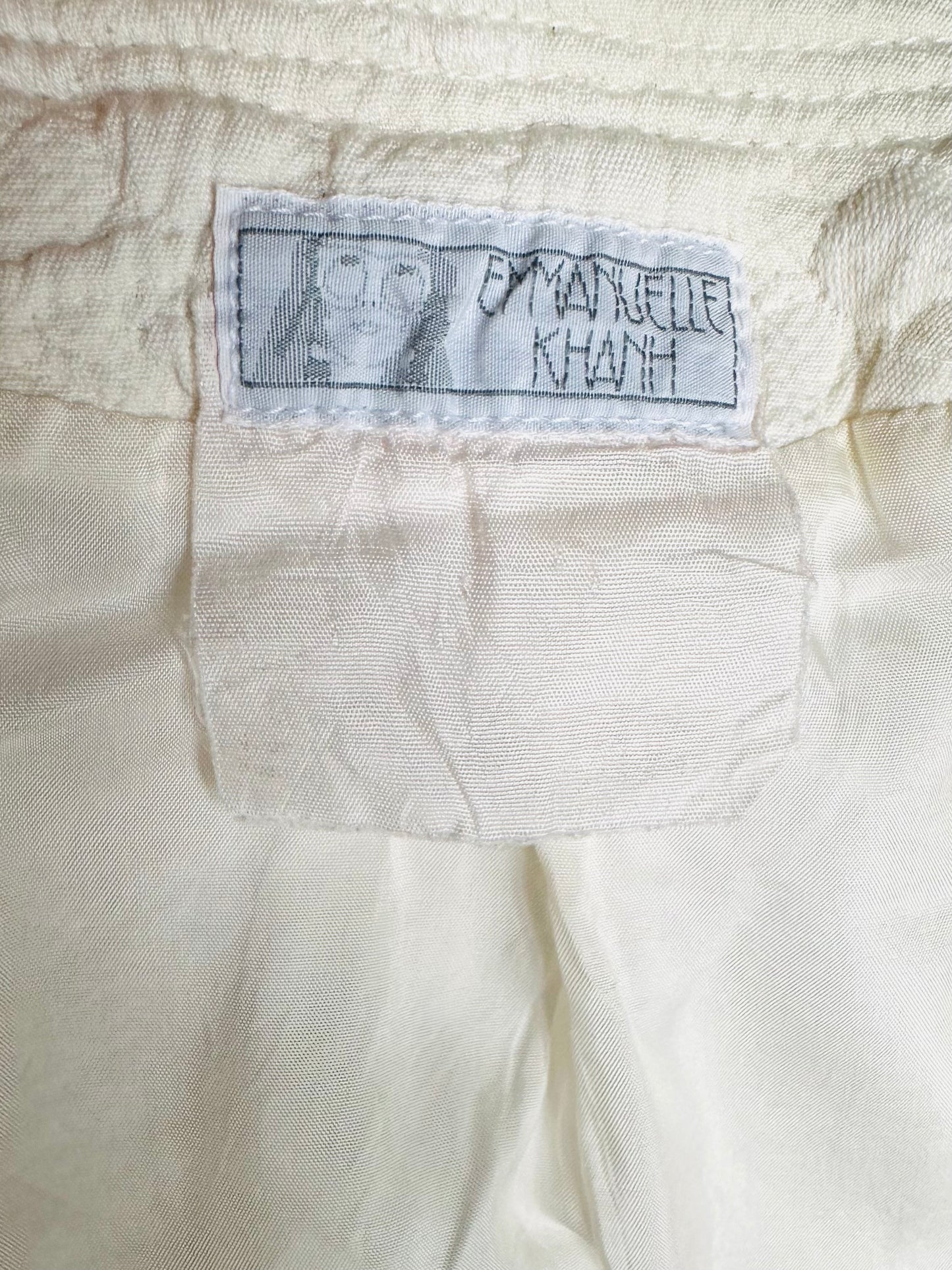 Kimono - veste en coton blanc texturé Emmanuelle Khanh vintage circa 80