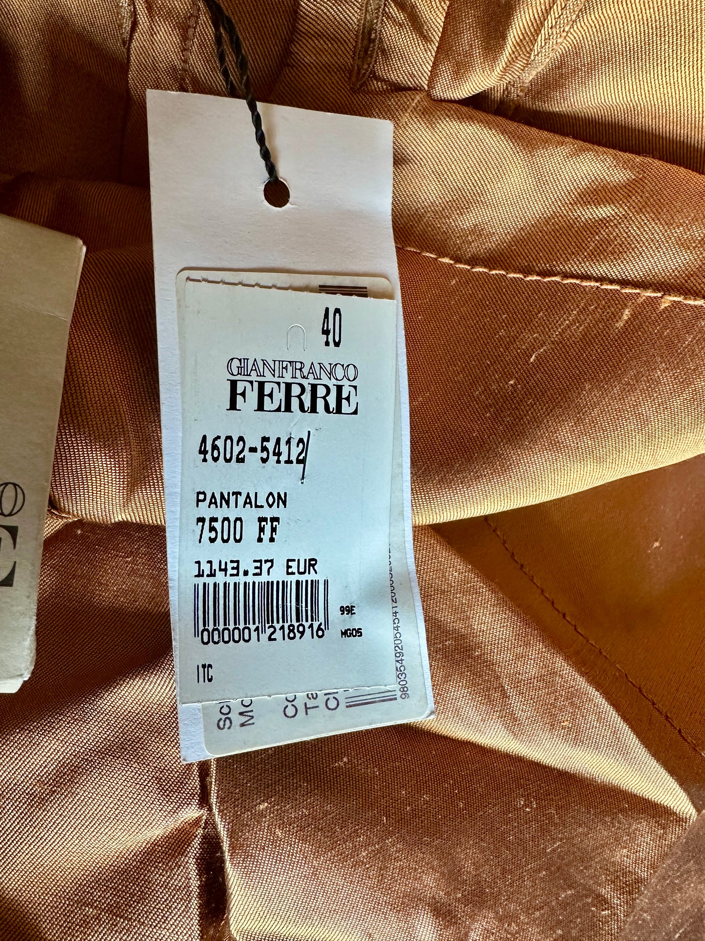 Pantalon Gianfranco Ferré en soie sauvage cuivrée taille haute