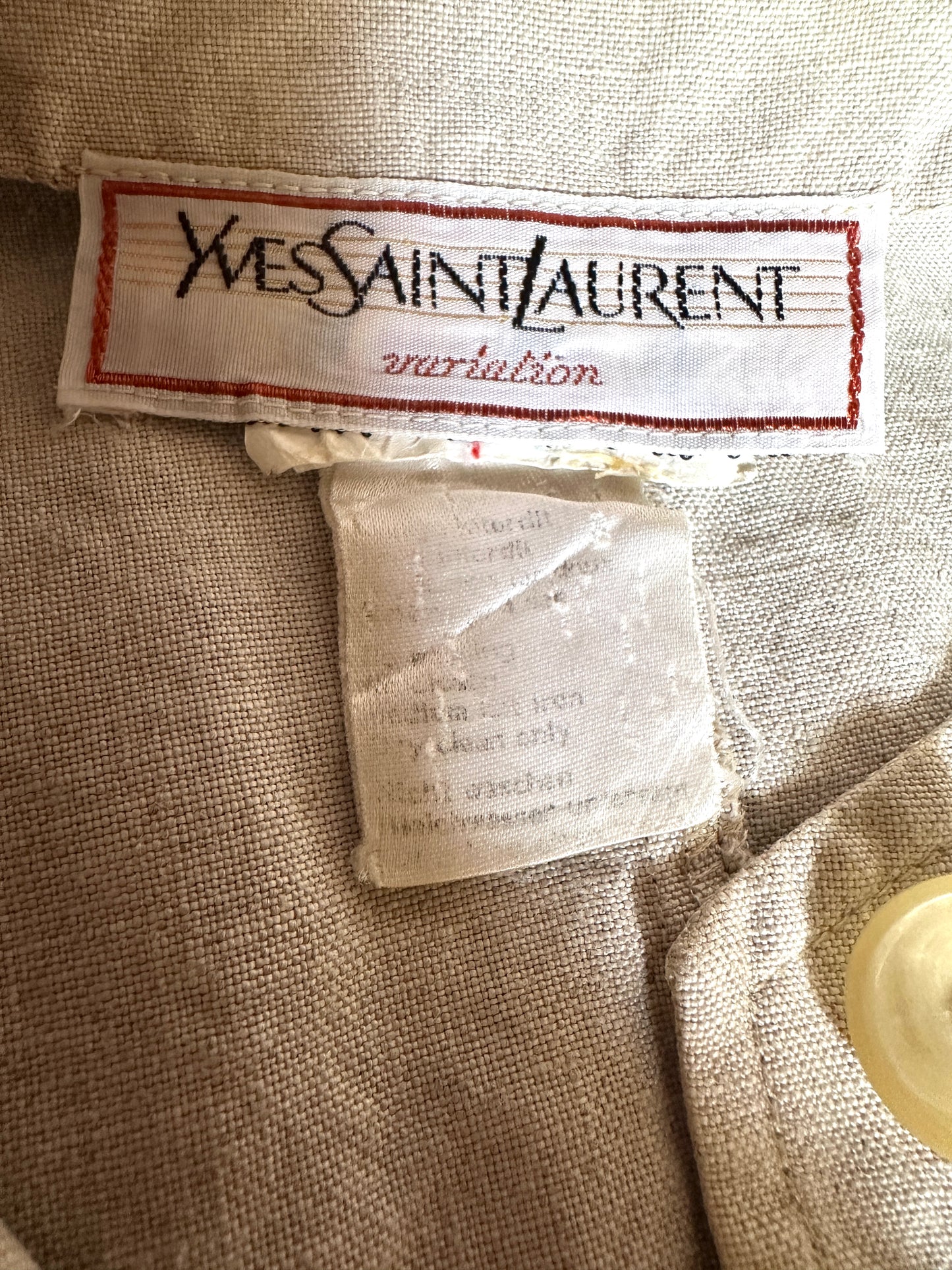 Chemise saharienne en lin Yves Saint Laurent vintage authentique