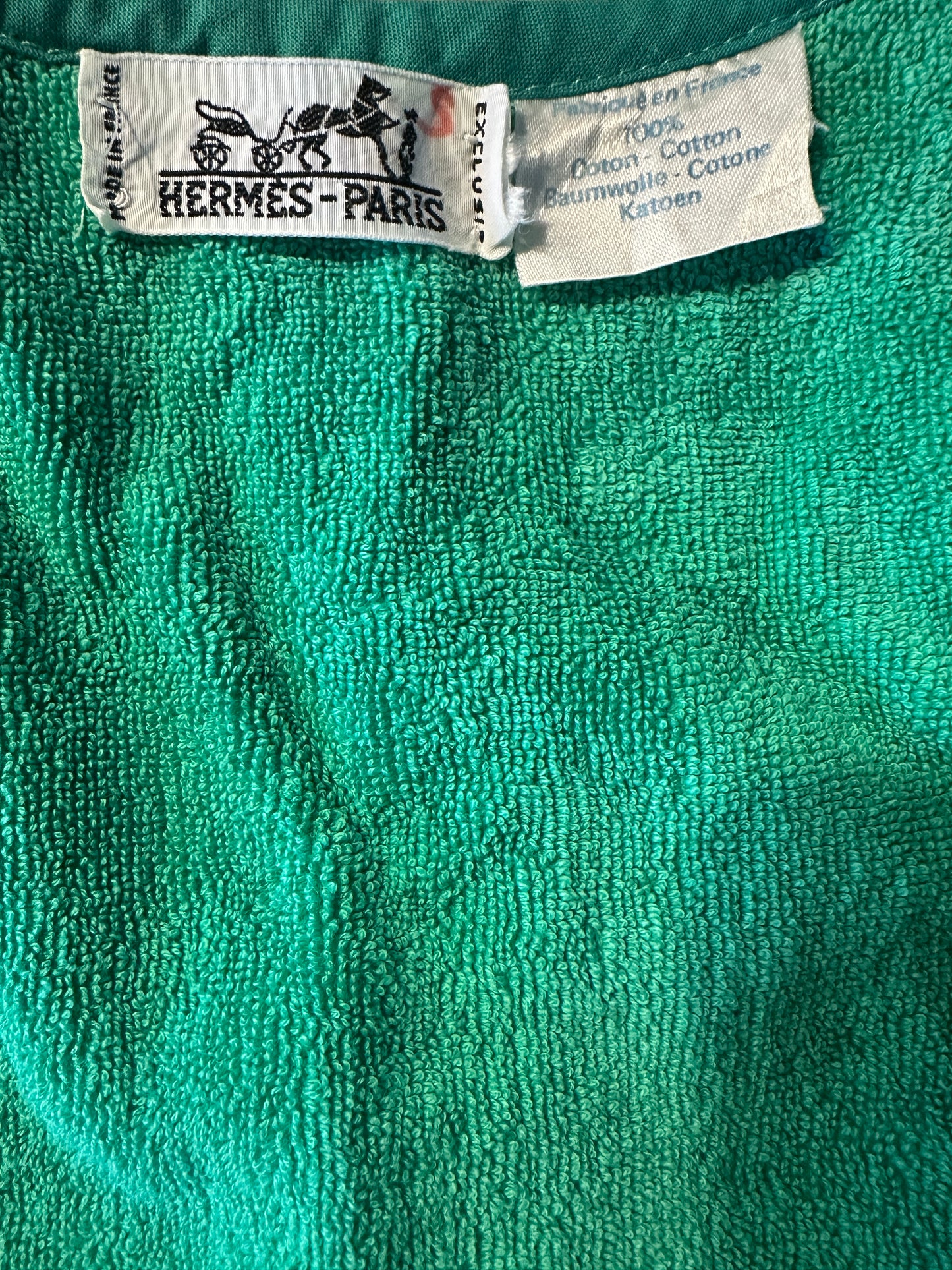 Top Hermès vintage en éponge vert circa 90