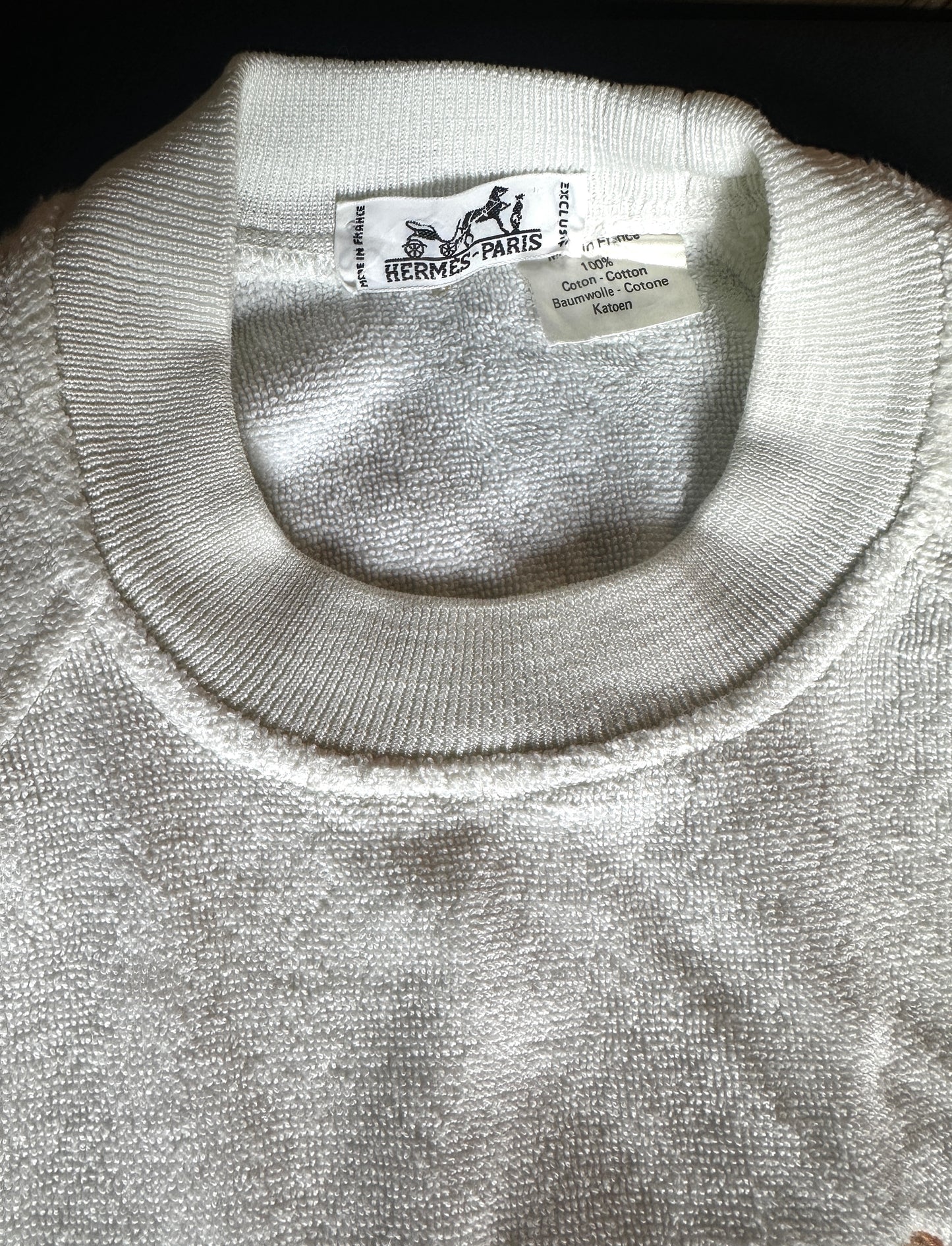 Sweat Hermès vintage en éponge blanc