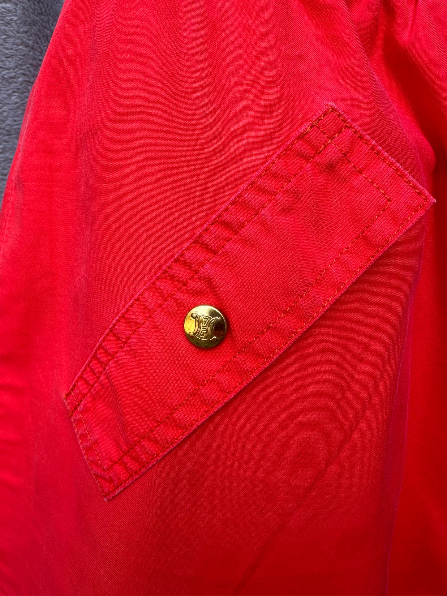 Jupe authentique Céline Paris en coton rouge vintage