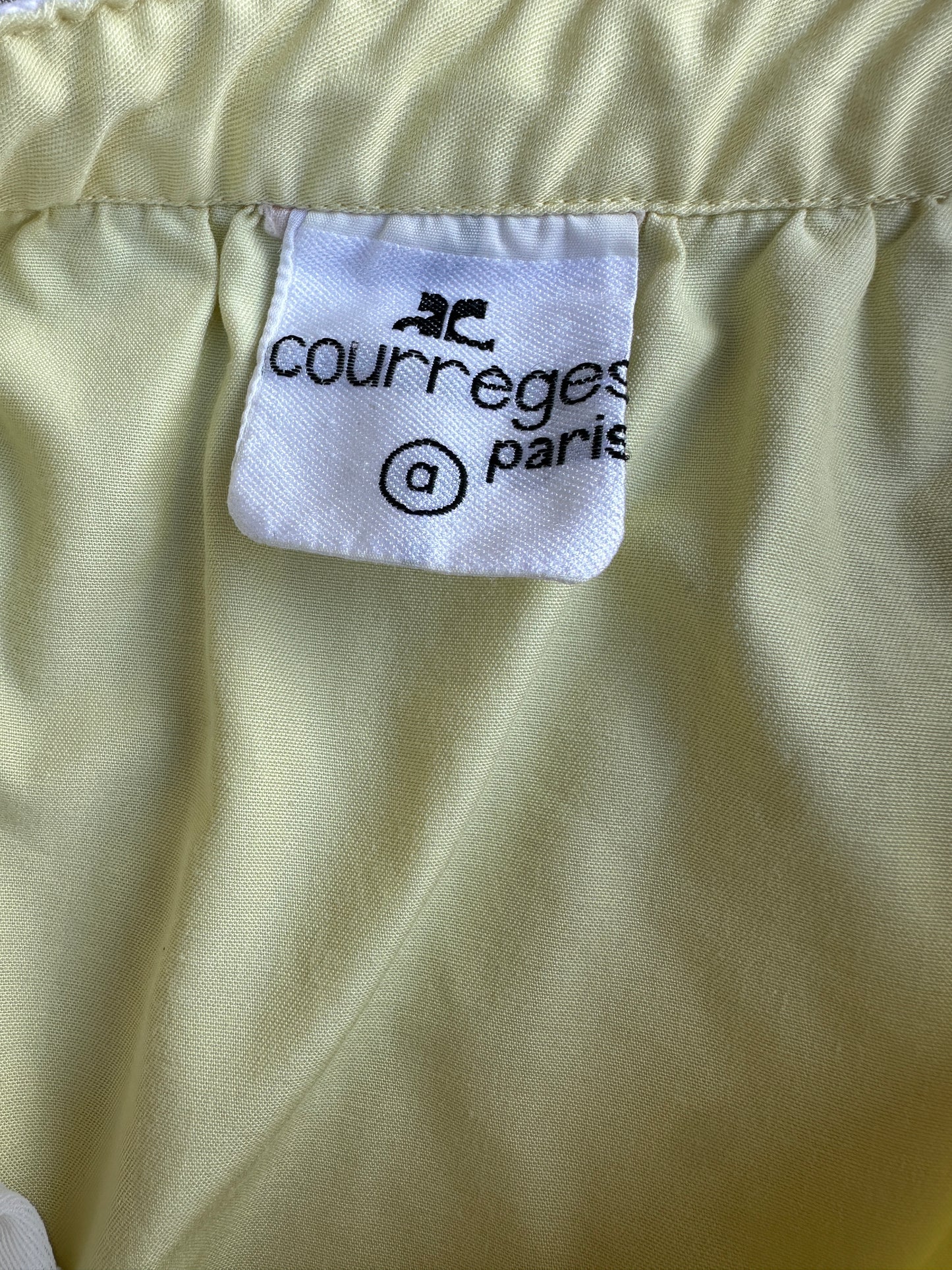 Jupe en coton jaune pastel Courrèges Paris vintage authentique