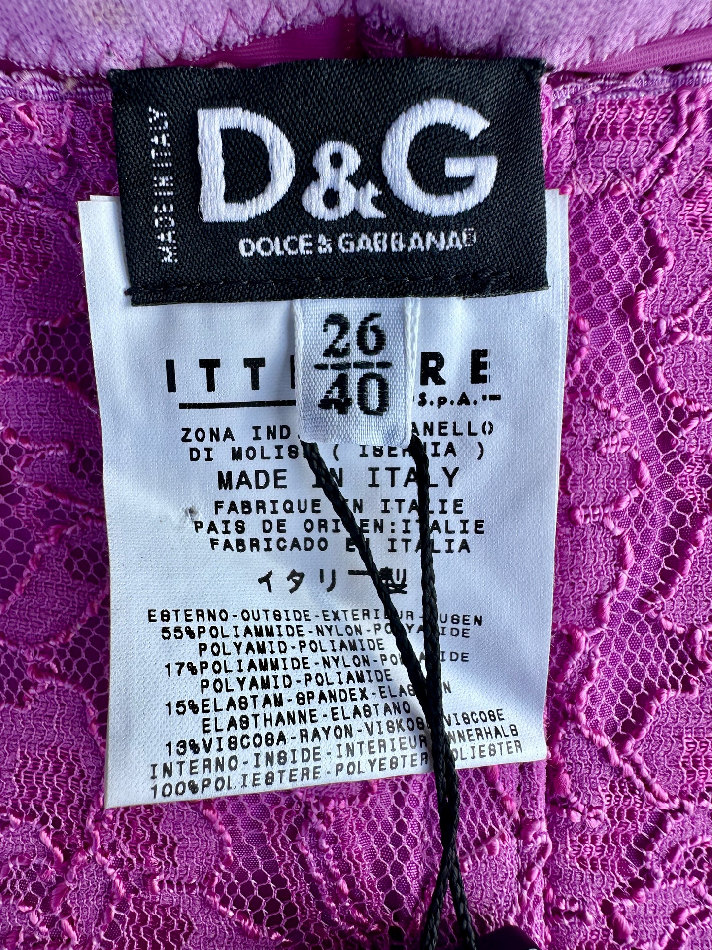 Jupe crayon authentique Dolce & Gabbana en dentelle stretch rose fuchsia