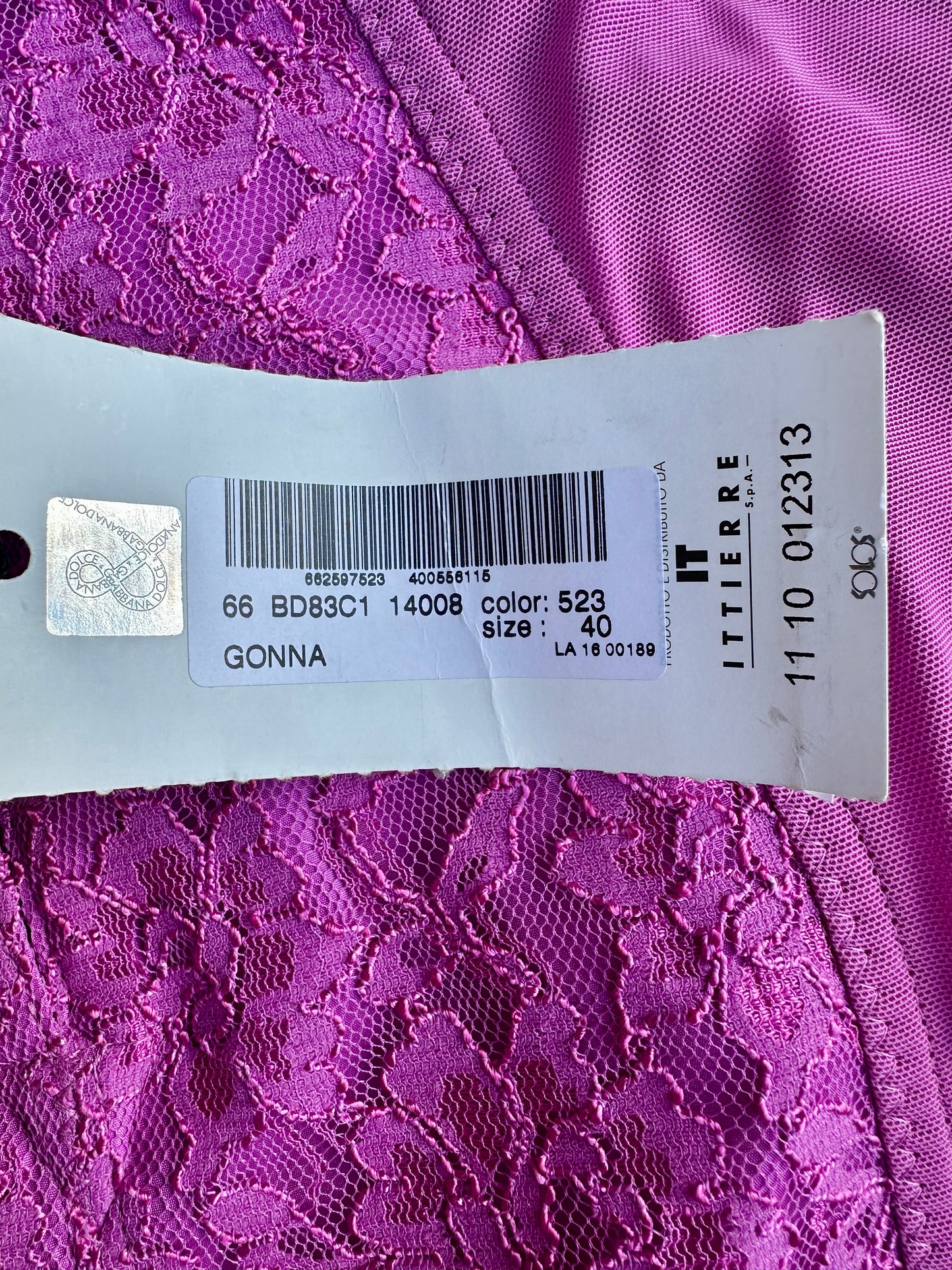 Jupe crayon authentique Dolce & Gabbana en dentelle stretch rose fuchsia
