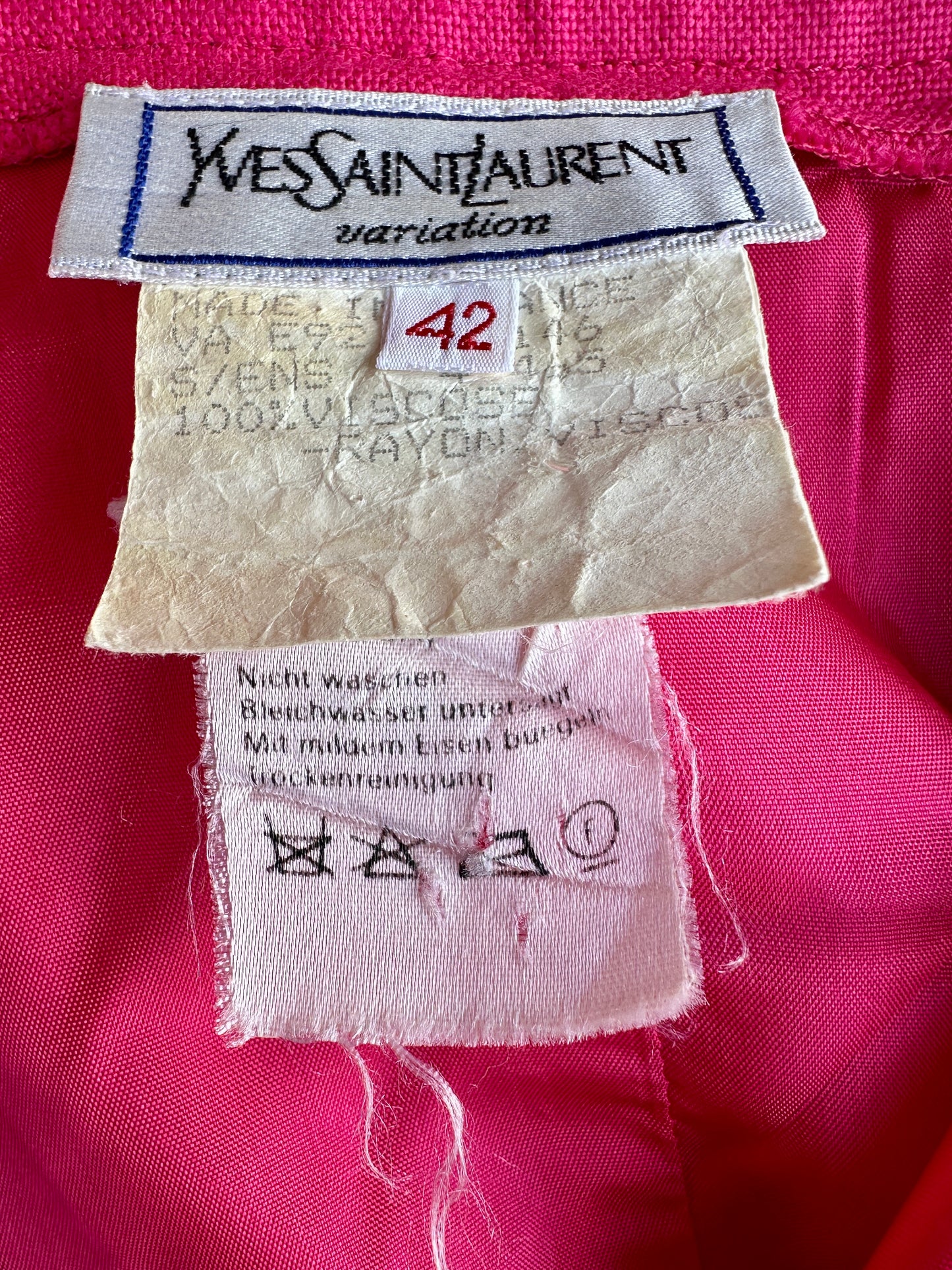 Jupe crayon rose fuchsia Yves Saint Laurent vintage authentique