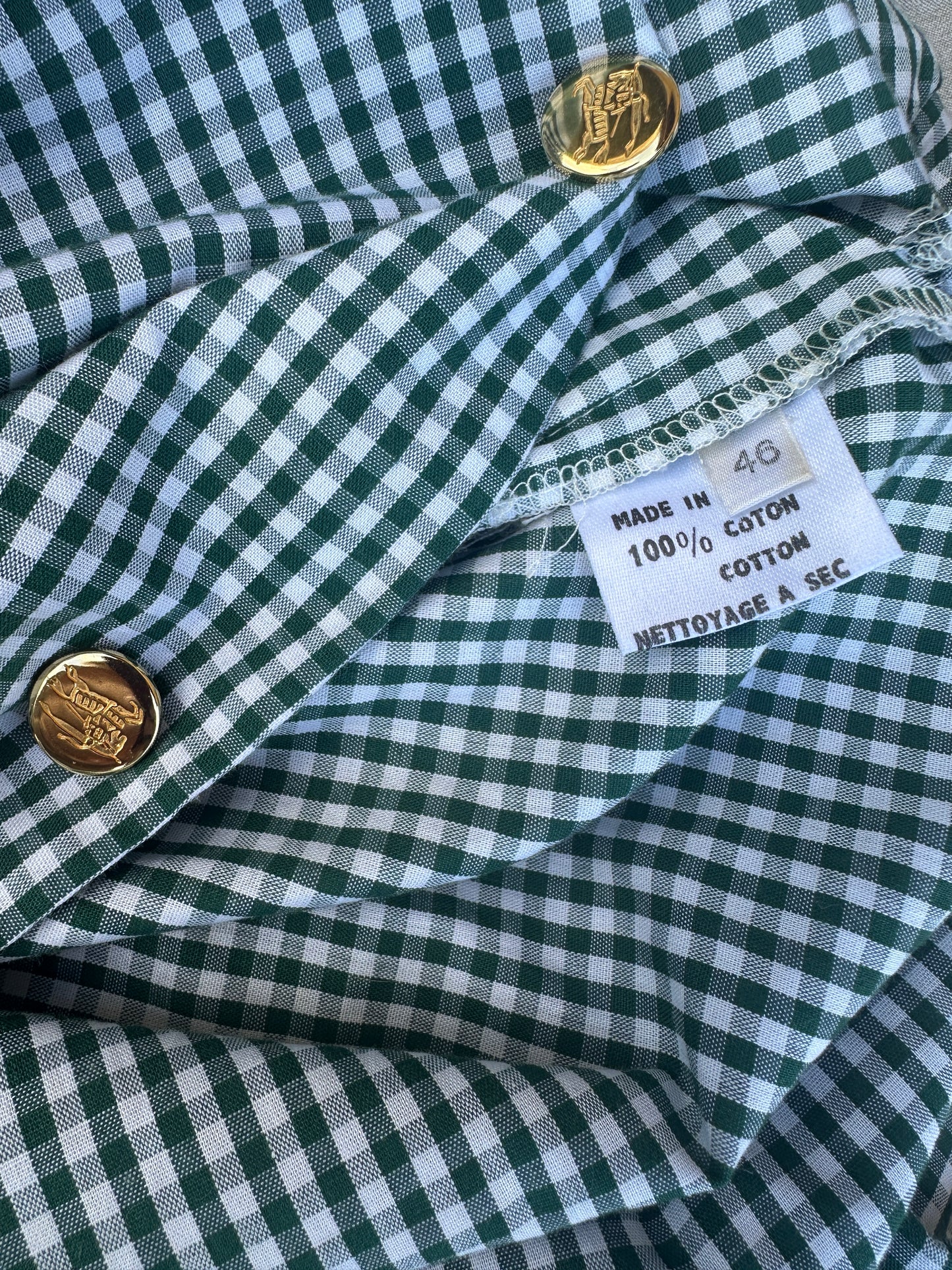 Combinaison authentique Burberrys of London vintage à motif vichy vert et blanc
