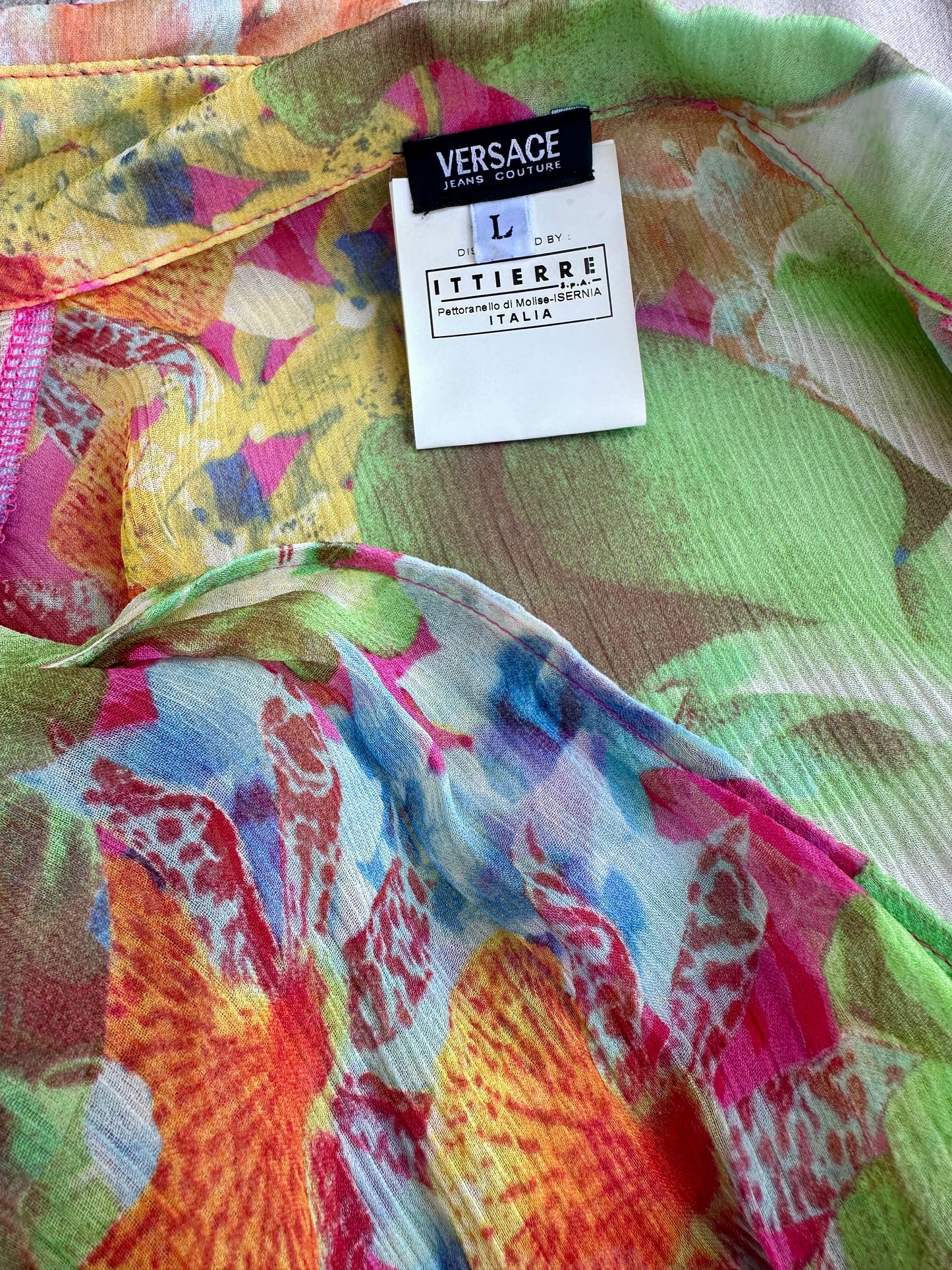 Blouse portefeuille en soie Versace authentique