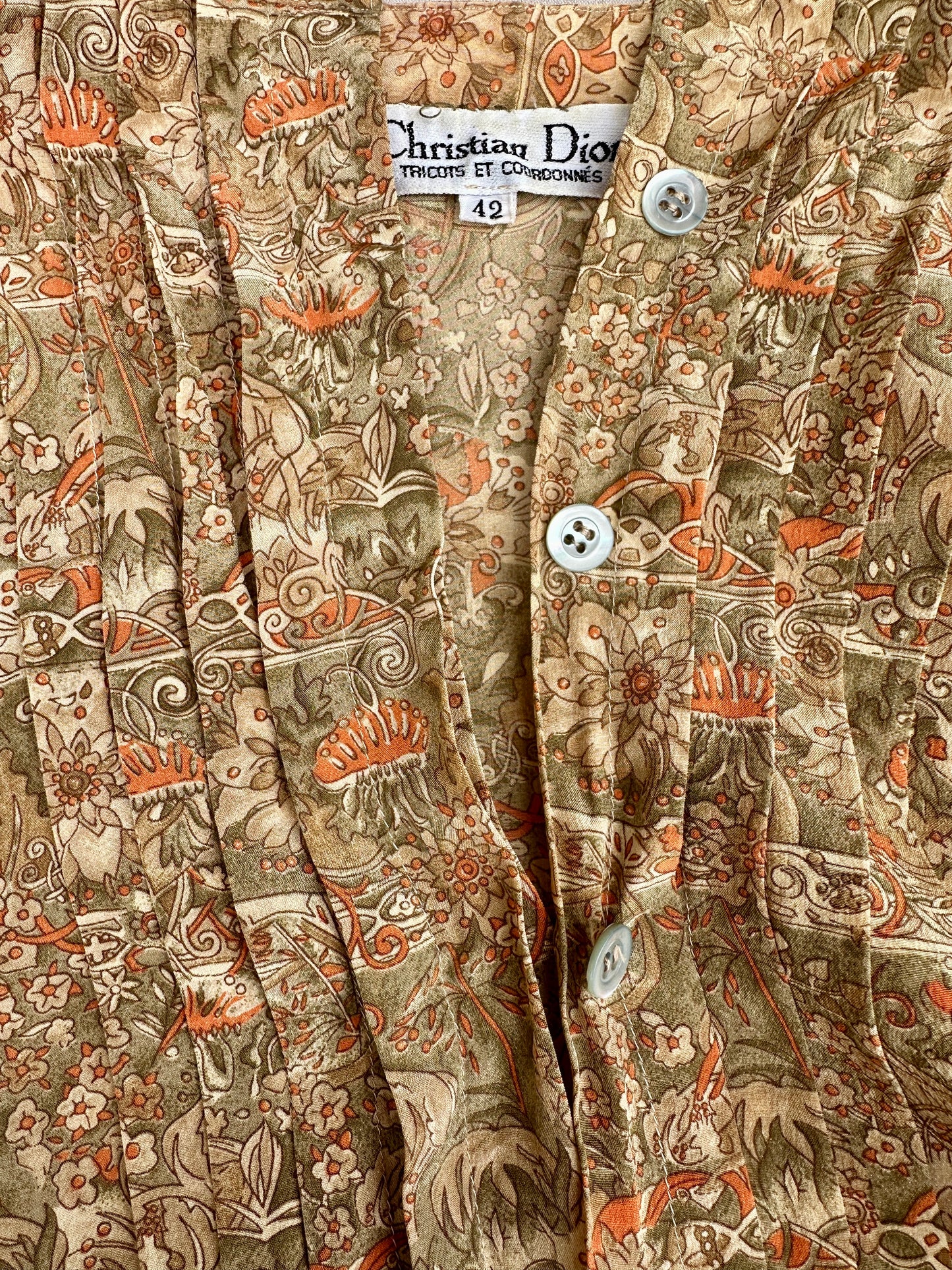 Robe longue en soie imprimée fleuri Christian Dior vintage authentique