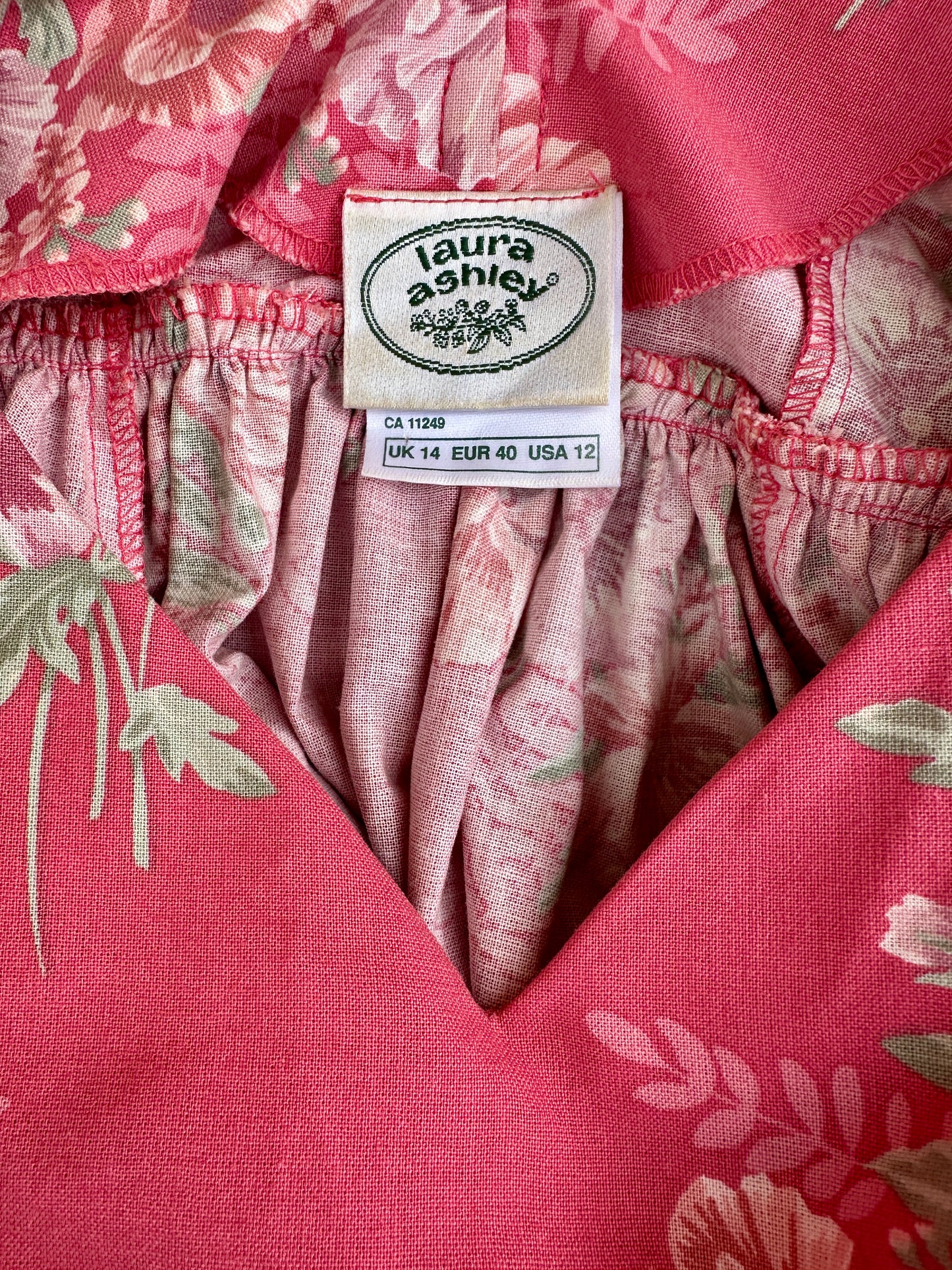 Robe longue romantique Laura Ashley en coton fleuri vintage à nœud dos
