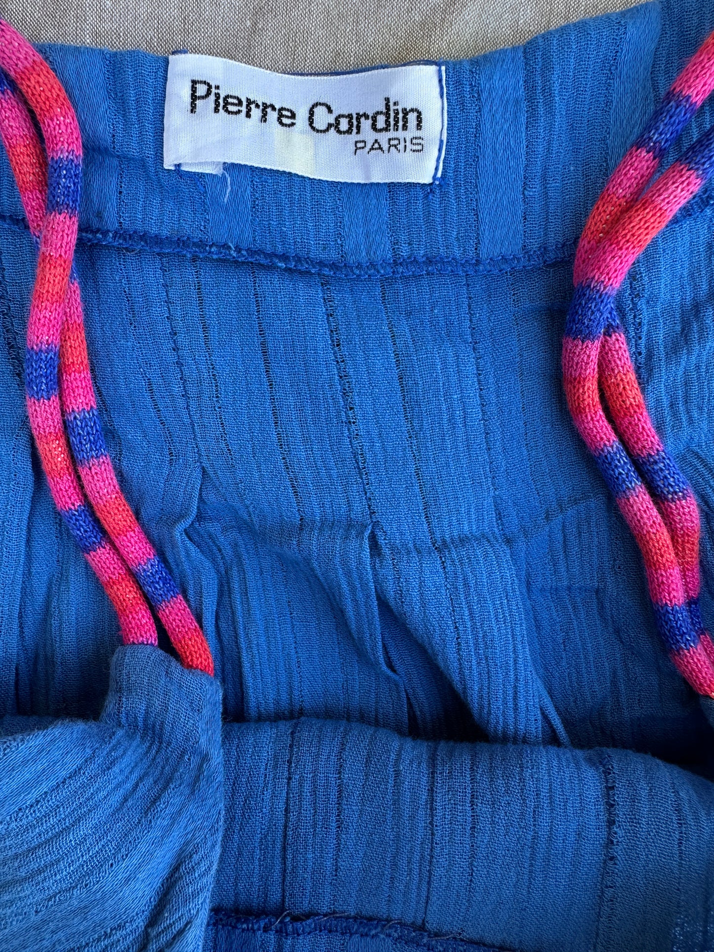 Robe en coton léger bleu Pierre Cardin Paris vintage authentique