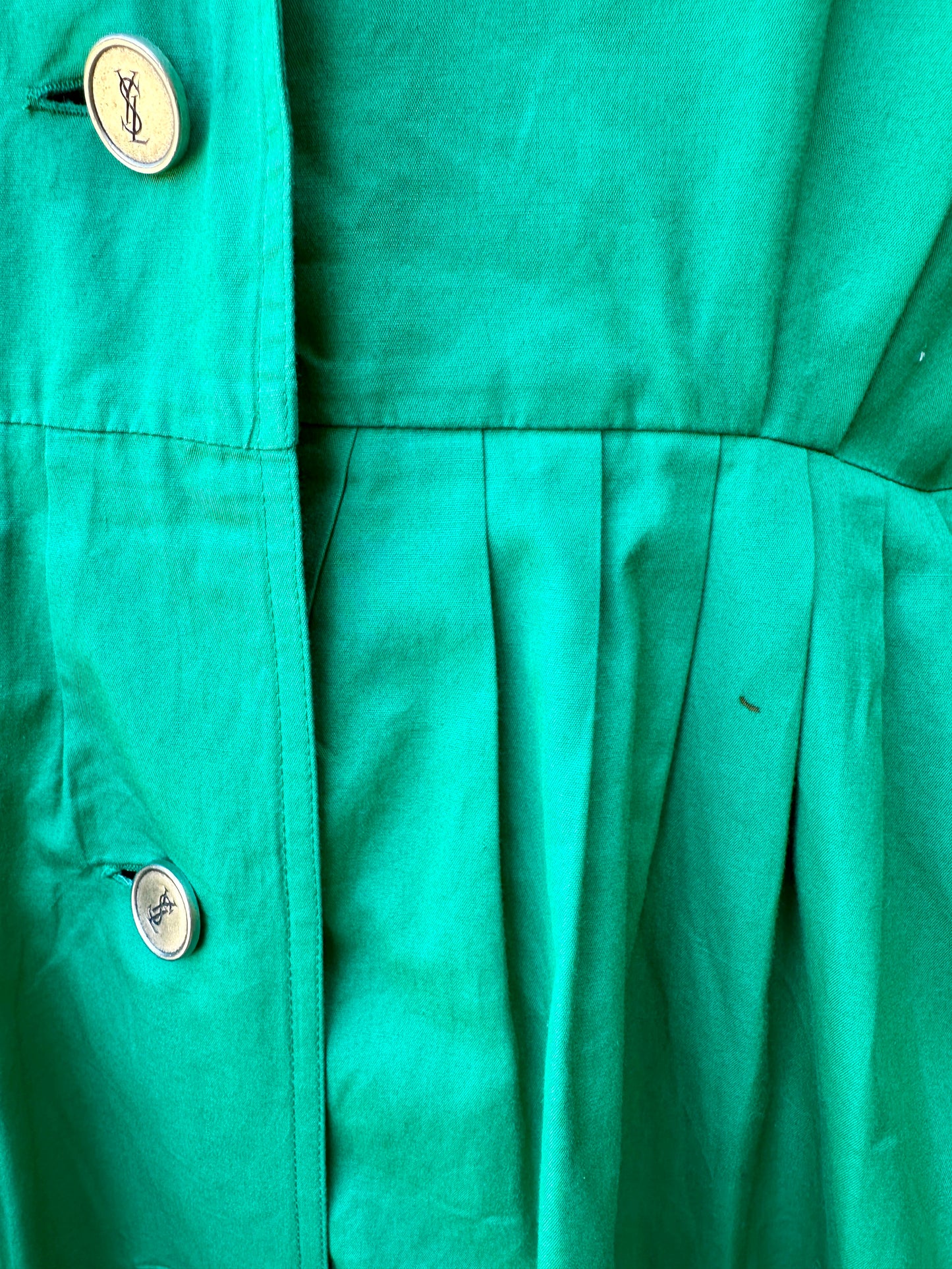 Robe en coton vert émeraude Yves Saint Laurent vintage authentique