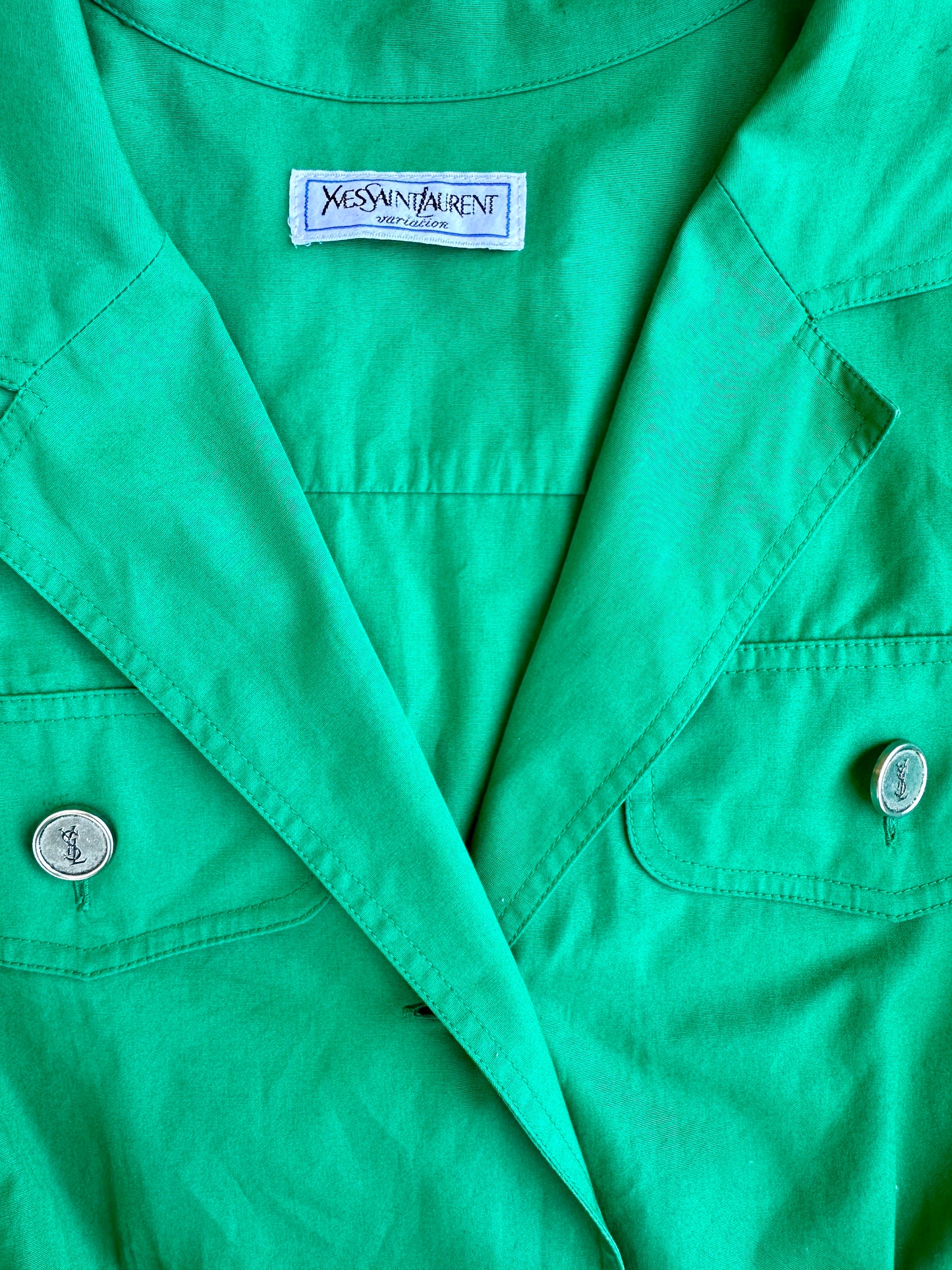 Robe en coton vert émeraude Yves Saint Laurent vintage authentique